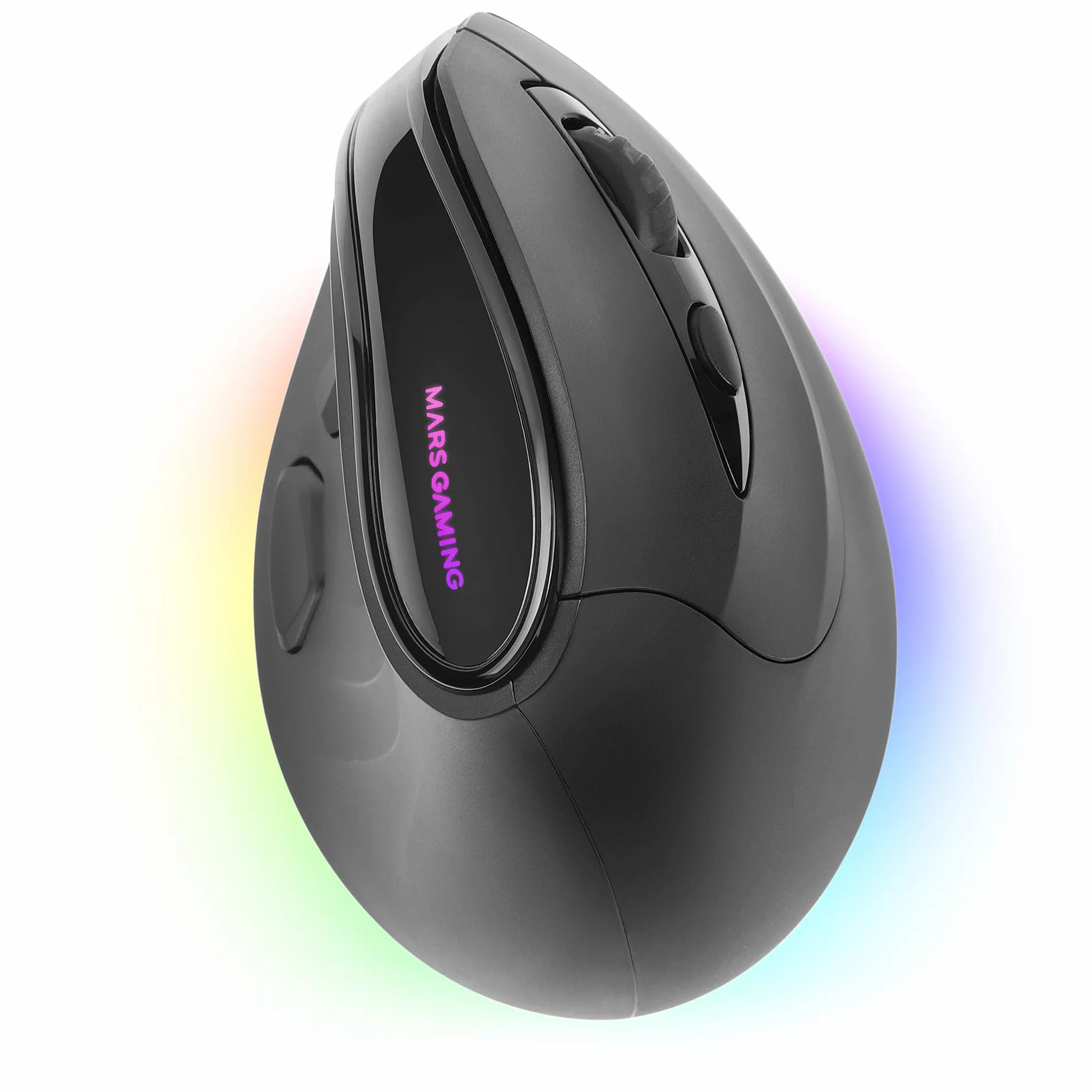 Mars Gaming MM-SK, Bezprzewodowa Pionowa Mysz Gamingowa, Ergonomiczny Design, RGB Chroma, Optyczny Sensor Pixart 8400DPI, Mechaniczne Przełączniki Huano, 9 Programowalnych Przycisków, Tri-Mode,Czarny