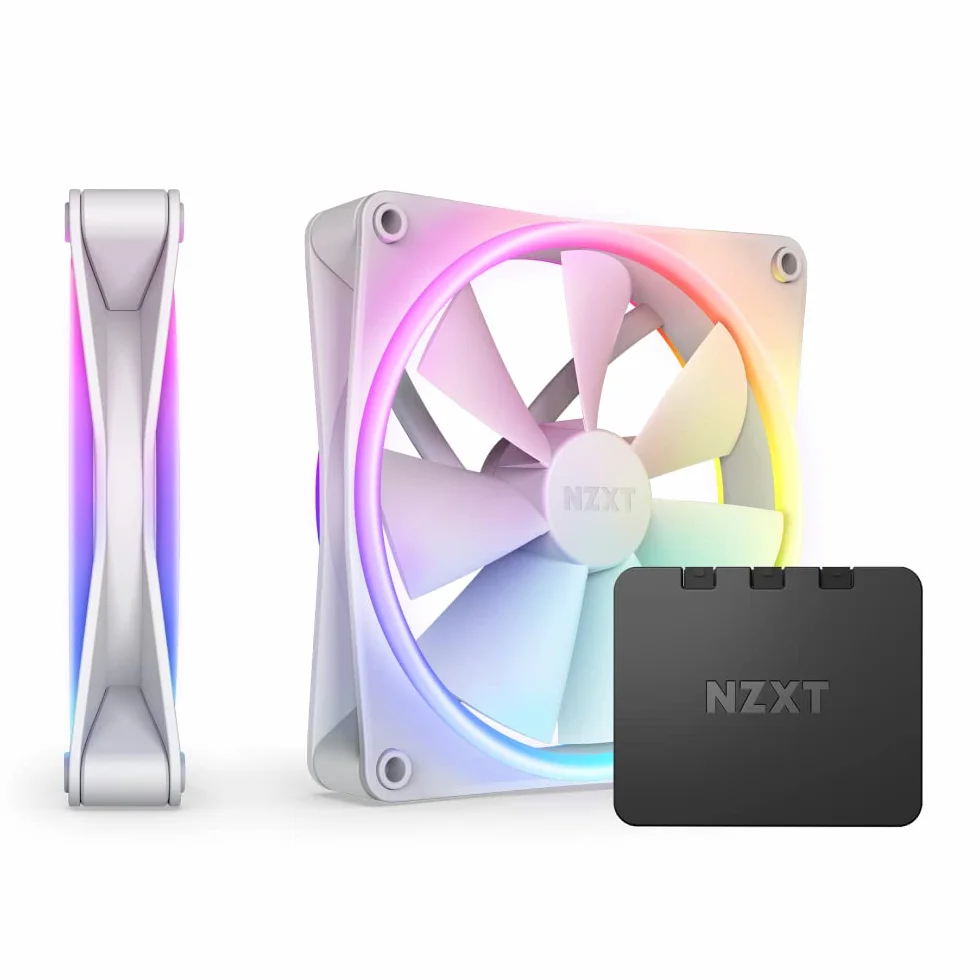 NZXT F140 RGB Duo Twin Pack - Dwustronne Wentylatory 140 mm z Kontrolerem - 20 Indywidualnie Adresowalnych Diod LED - Zrównoważony Przepływ Powietrza i Ciśnienie Statyczne