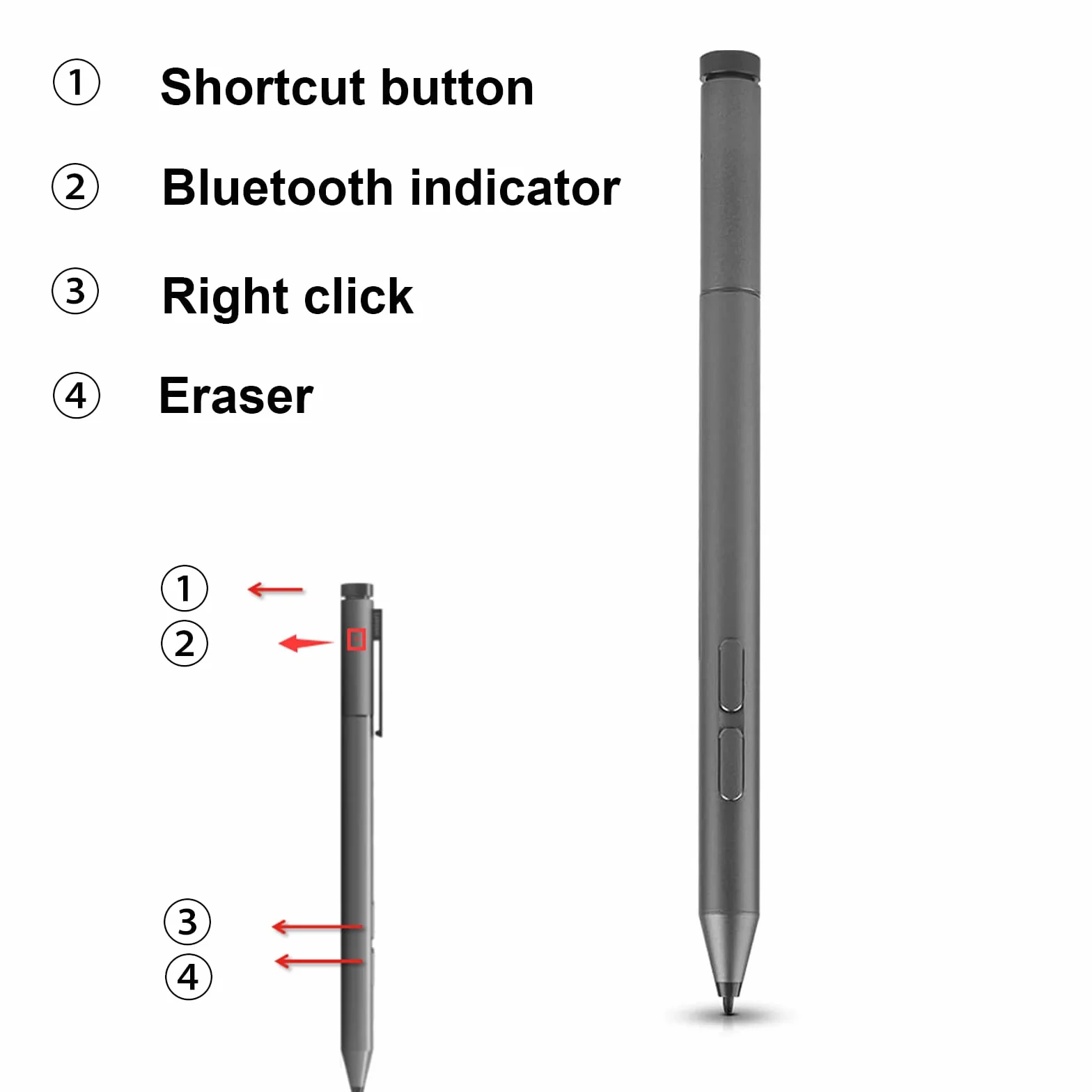 Active Pen 2 GX80N07825 kompatybilne z Lenovo Active Pen 2, czułość nacisku 4096, niestandardowe przyciski skrótów, do ThinkPad X1 Tablet Gen 2, Miix 720, 510, 520, Yoga 720, 920