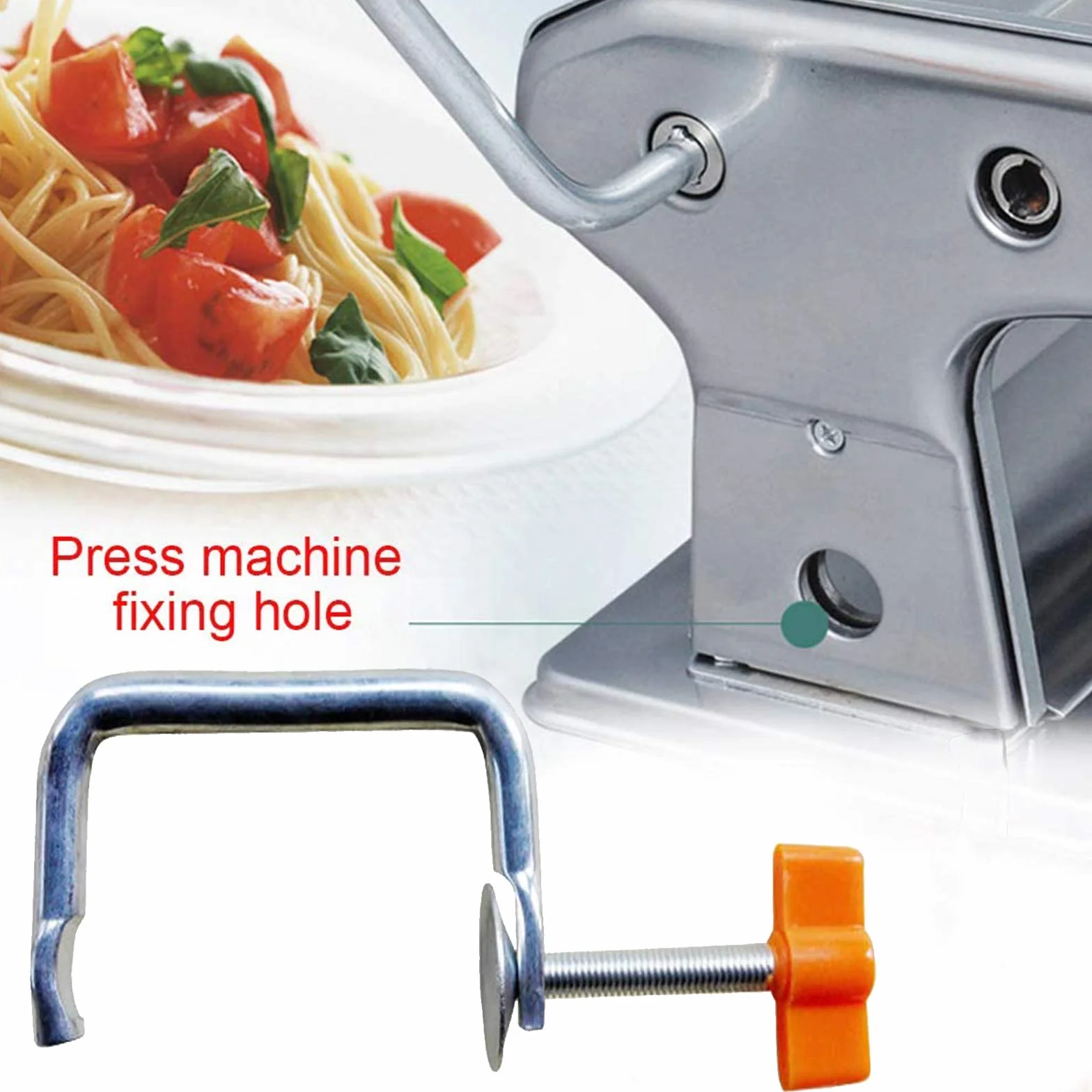 Zacisk do maszyn do makaronu akcesoria zamienne do narzędzi metalowych, uchwyt do robienia makaronu, nietoksyczny, bezpieczny, pasuje do większości maszyn do spaghetti (stałe zaciski)