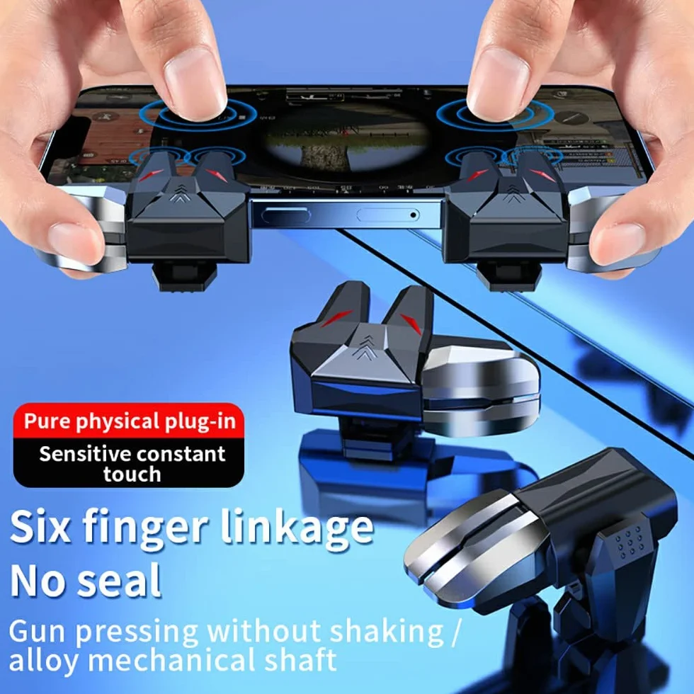 Ozkak Mobilny kontroler wyzwalacze do gier joystick gra telefon L1R1 L2R2 akcesoria do PUBG Call of Duty kompatybilny z iPhone iOS Android Smartphone