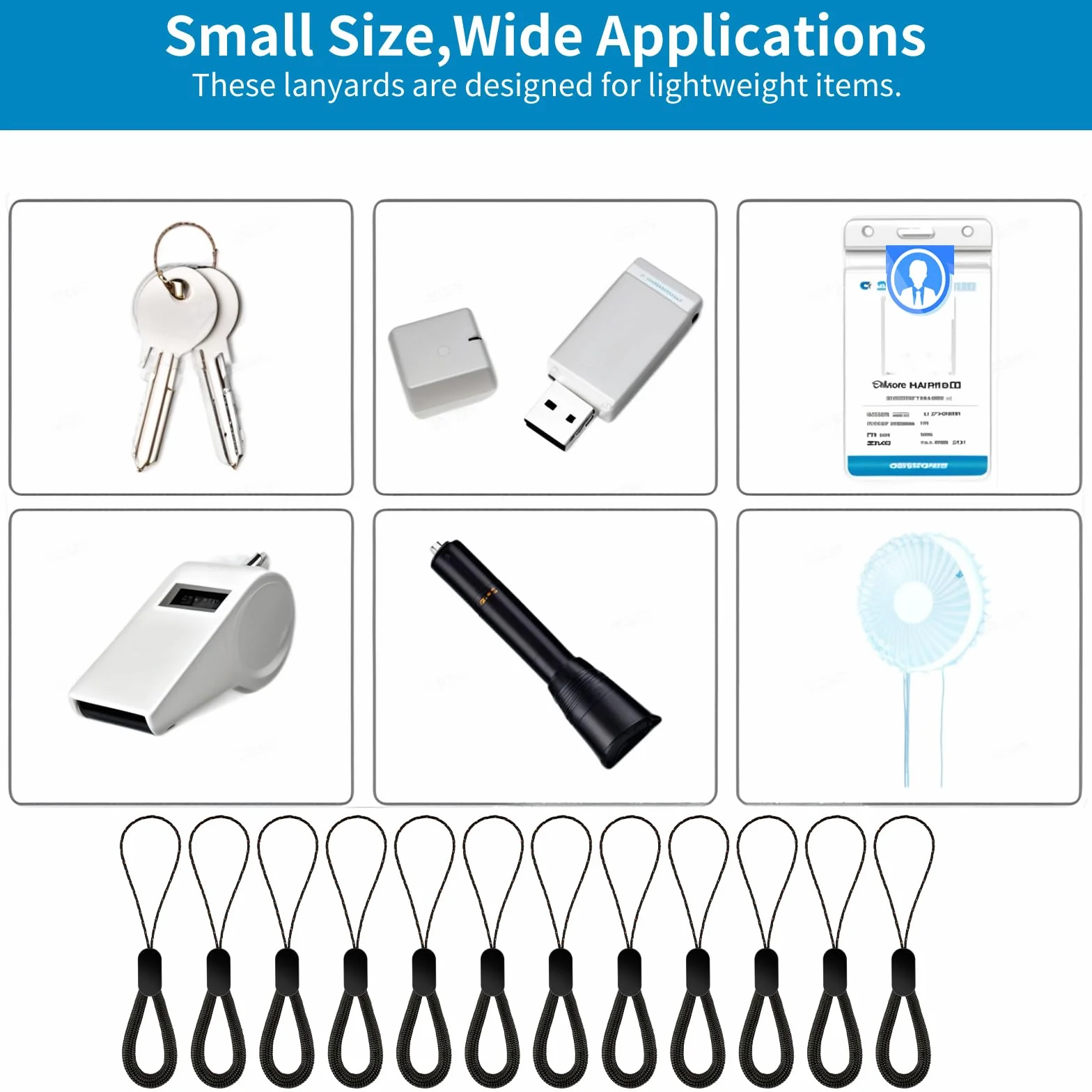 Mabor Zestaw 12 sztuk smyczy na palec, nylonowe, przenośne, krótkie, do pamięci USB, telefonów komórkowych, aparatów, kluczy (12,5 cm)