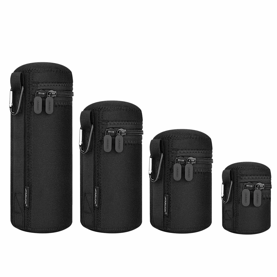 ARVOK 4 szt. pokrowiec na obiektyw, wodoodporne etui na obiektywy kamery, osłona obiektywu, torba do ściągania, 4 różne rozmiary dla Nikona, Pentaxa, znaczka, Sigma, Sony, Olympus, Panasonic