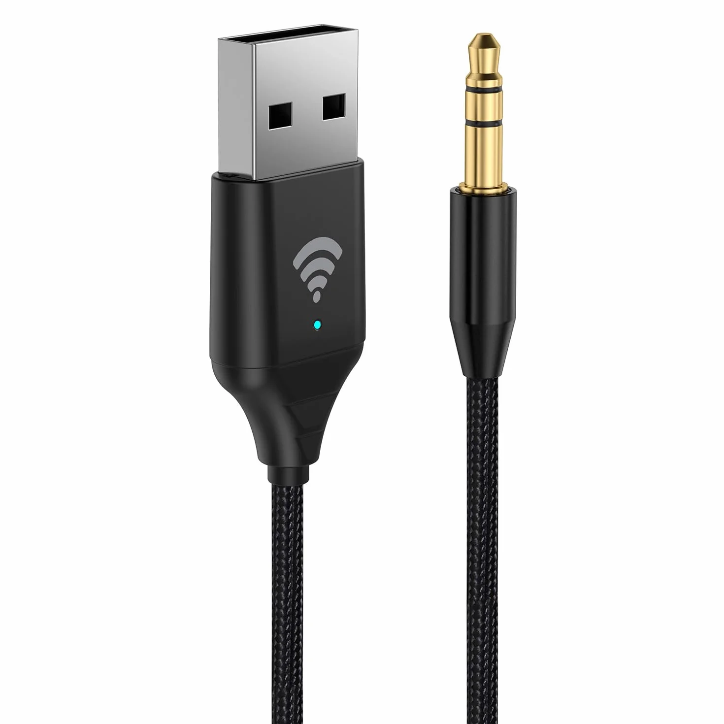 MAEDHAWK Odbiornik Bluetooth 5.3, samochodowy adapter Bluetooth Aux 3,5 mm gniazdo Aux, bezprzewodowy adapter audio USB stereo (rozmowa w trybie głośnomówiącym, linia 60 CM)