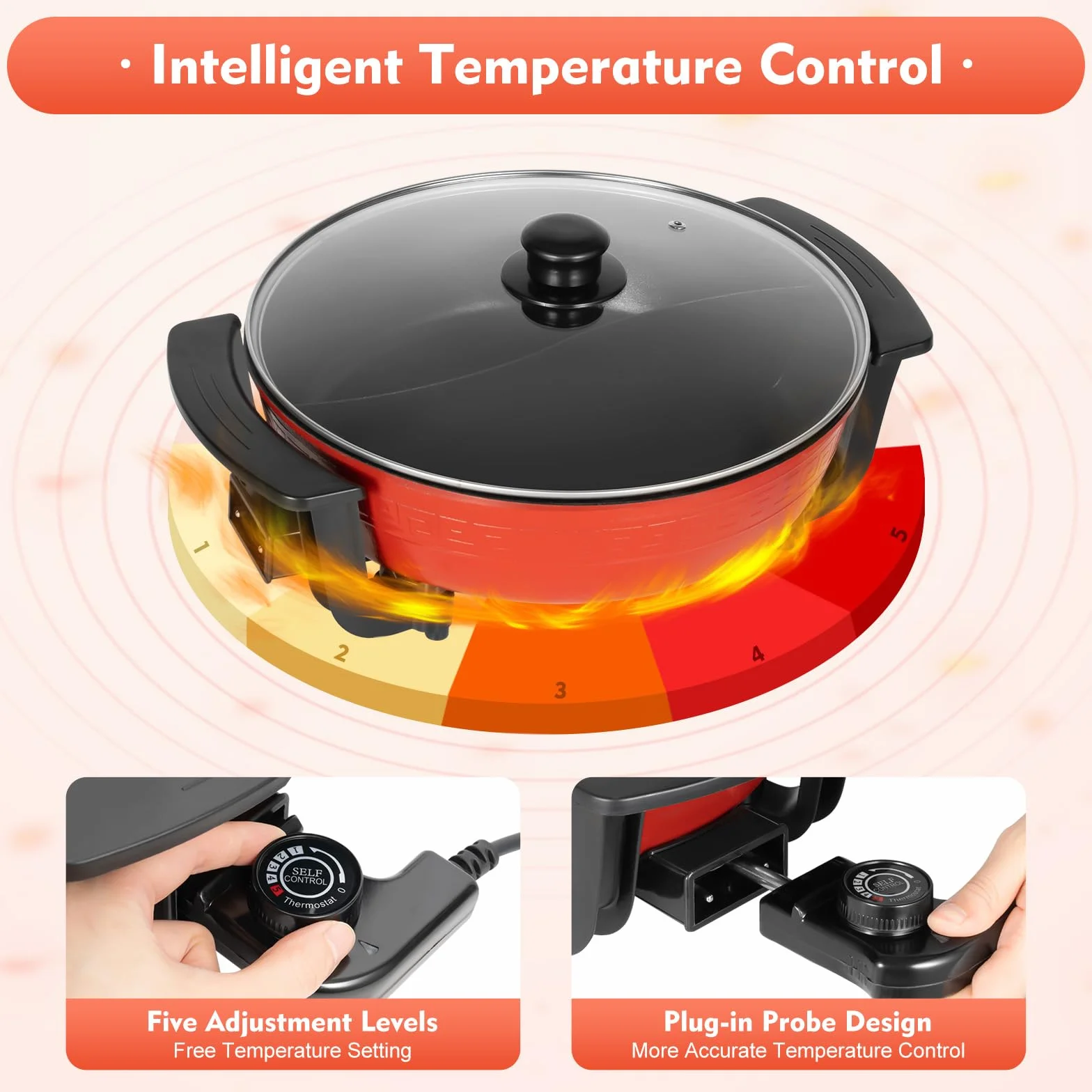 Yin Yang Hot Pot elektryczna patelnia wok 6 l, 2 strony, garnek do zupy, nieprzywierający, chiński hotpot, łatwy do czyszczenia, szybkie nagrzewanie