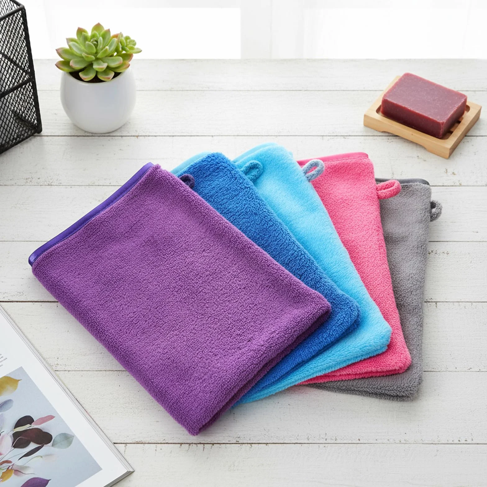 TIESOME 5 sztuk myjek z mikrofibry 15x20 cm rękawica do kąpieli demakijażu mycia twarzy