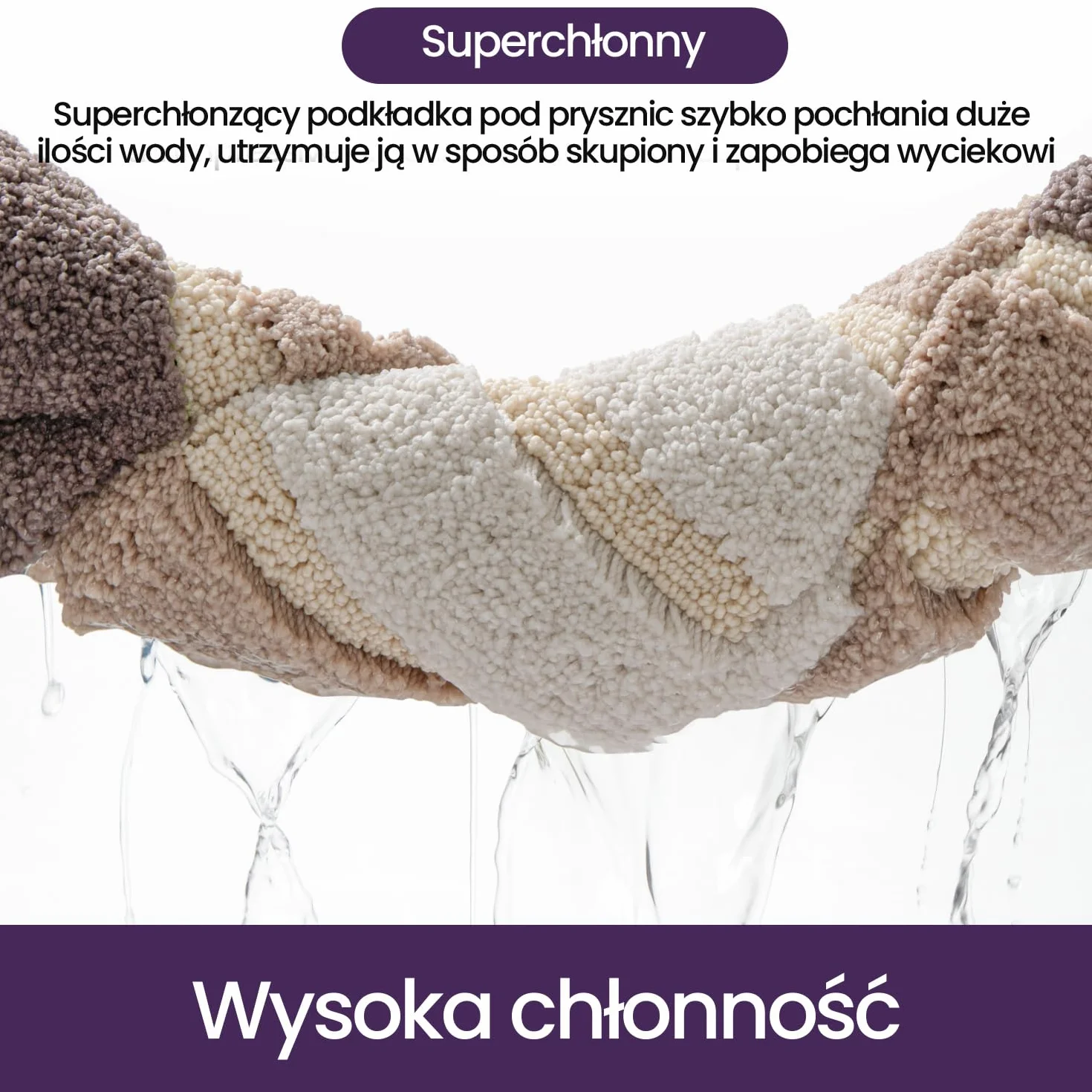 DEXI Antypoślizgowa mata do kąpieli, bardzo miękka mata łazienkowa, można prać w pralce, pochłaniająca wodę, 60 x 110 cm, beżowy