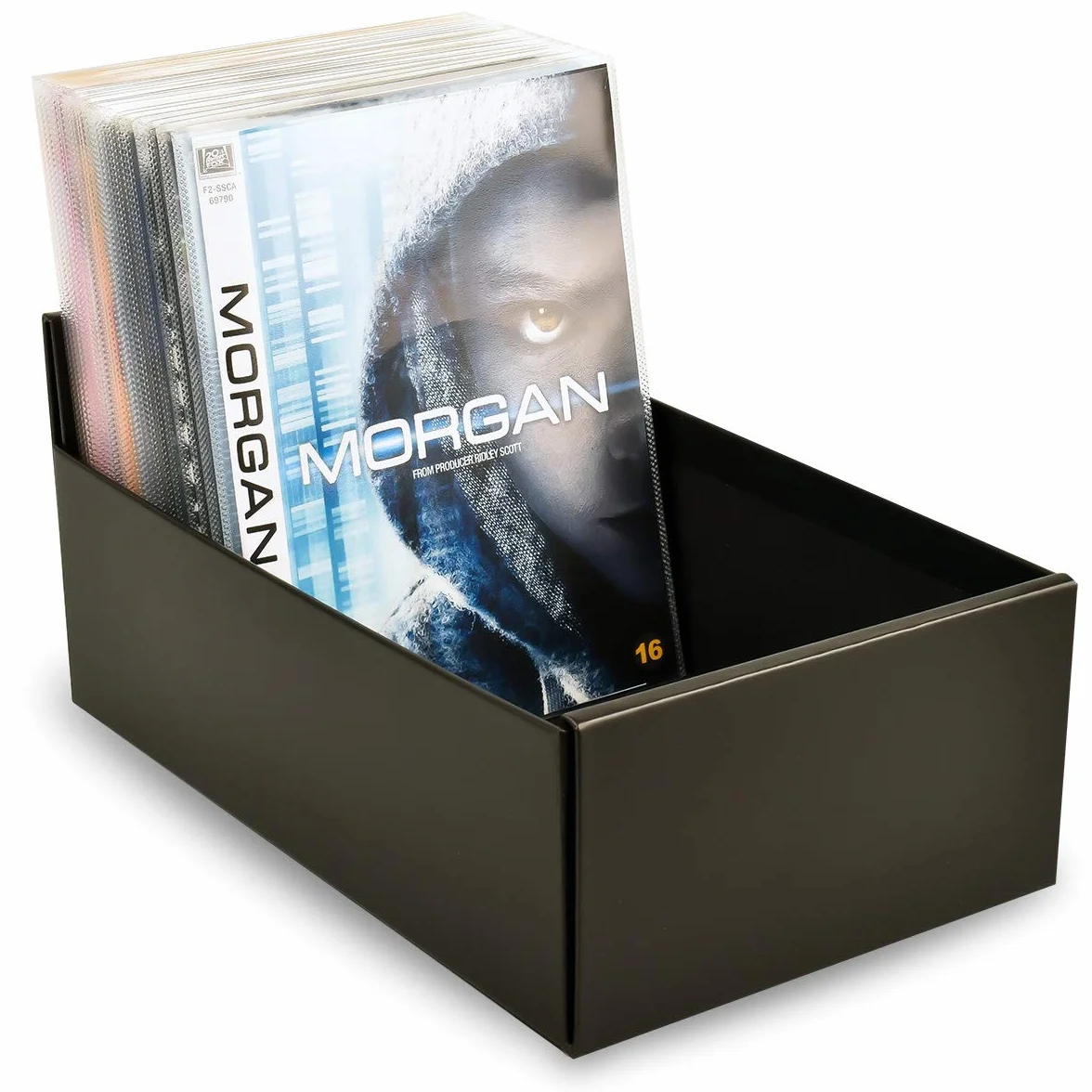 3L Pudełko do przechowywania płyt DVD, CD i Blu-ray – praktyczny i zajmujący mało miejsca system przechowywania – czarne – 10290
