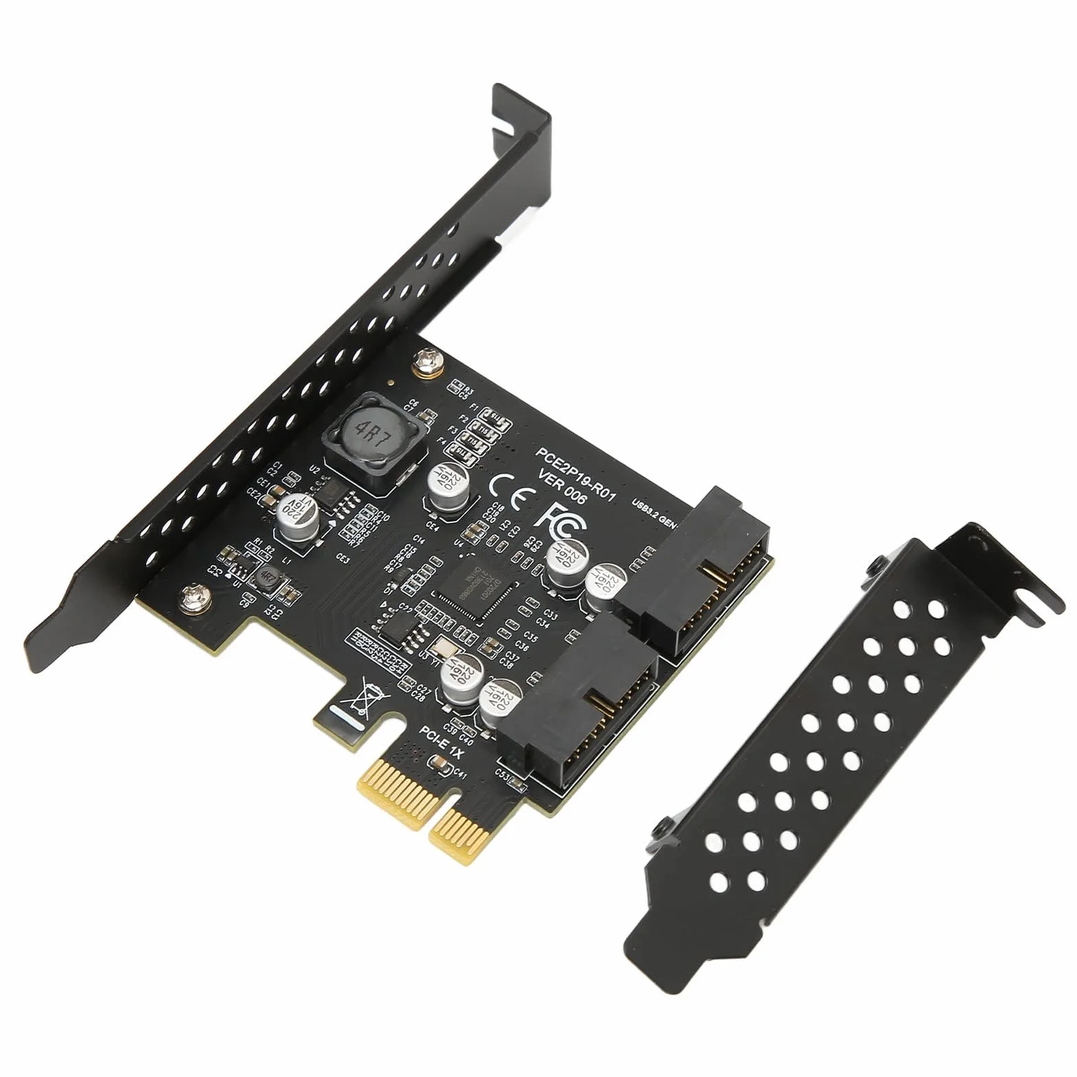 Adapter PCIe na USB 3.2 Gen 2, 2 porty USB 3.2 Gen 1, karta rozszerzeń PCI Express 19PIN do komputera stacjonarnego, obsługa
