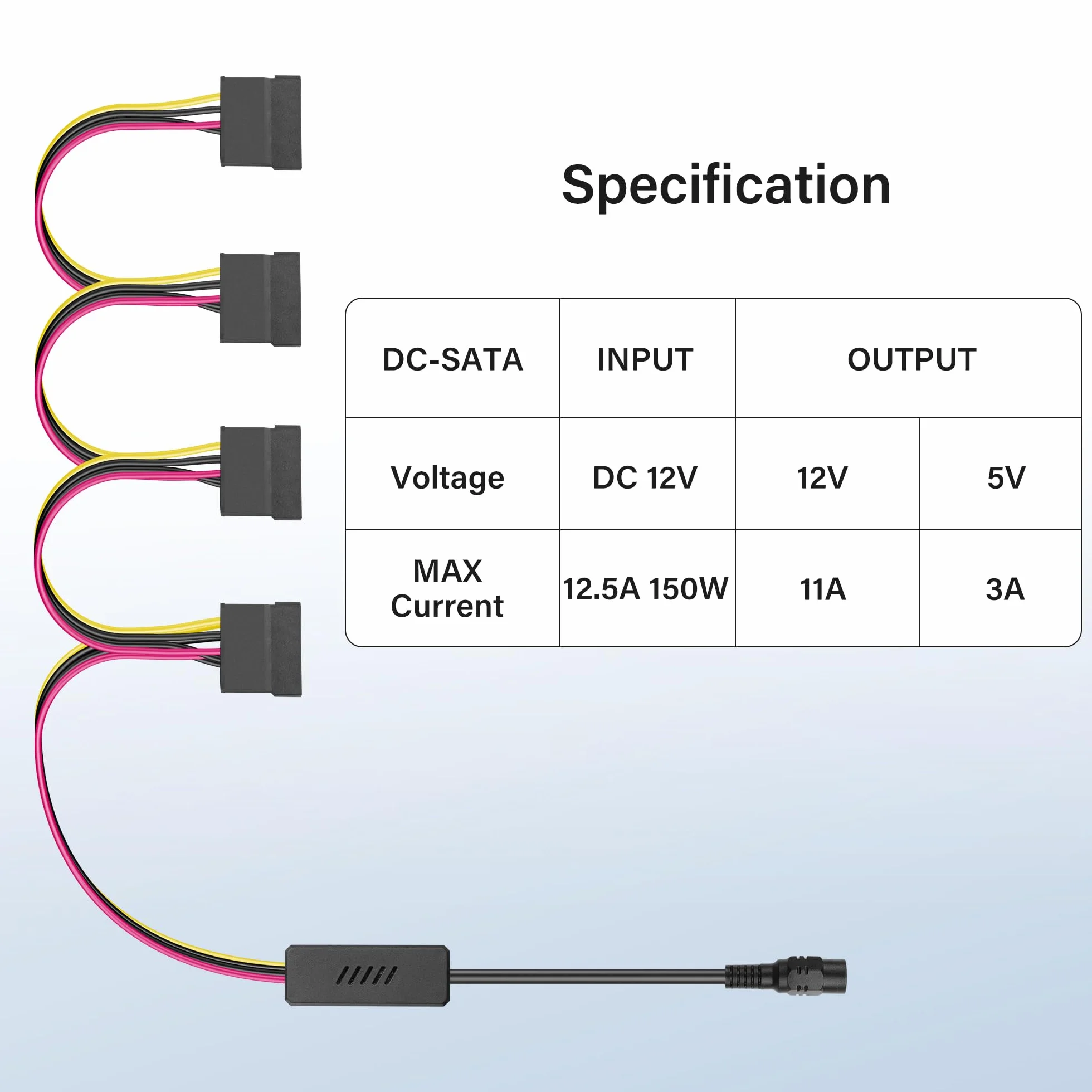 SinLoon DC5525 do SATA IDE kabel zasilający dysk twardy DC 5,5 x 2,5 mm żeński do żeńskiego kabla przedłużającego SATA z regulatorem napięcia obniżającego (1 do 4)