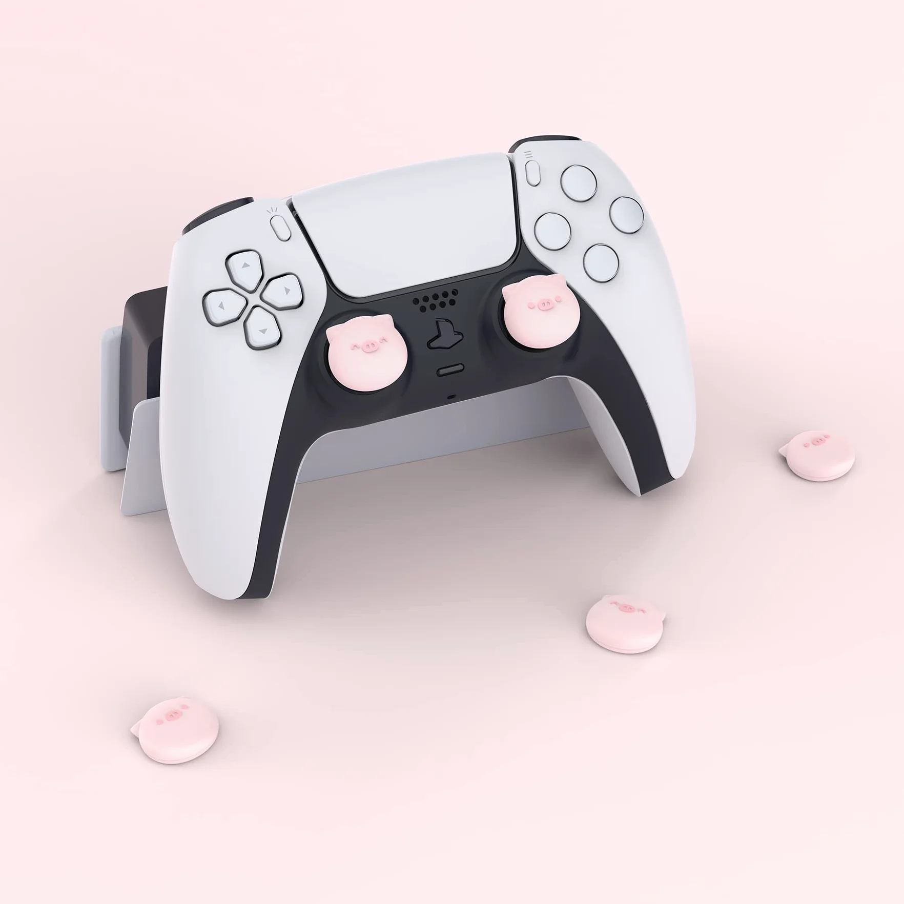 PlayVital 4PCS Thumb Grip Caps do ps5 Controller Nakładki na kciuk do ps4,Analogowa Osłona Sztyftu kompatybilny z Xbox Series X/S,Uchwytami na Kciuki do Switch Pro-Pyzata Świnka