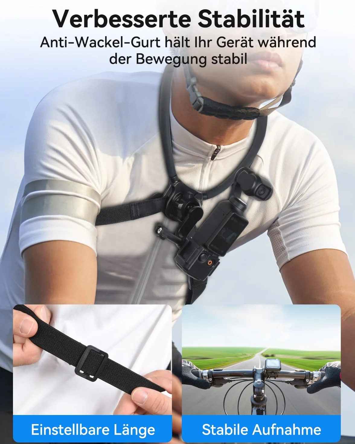 UTEBIT Magnetyczny uchwyt na szyję, obracany o 360 stopni, regulowany pas piersiowy i szyja do GoPro Hero 13/12/11/10/9, do DJI OSMO Pocket 3 do DJI Action 5