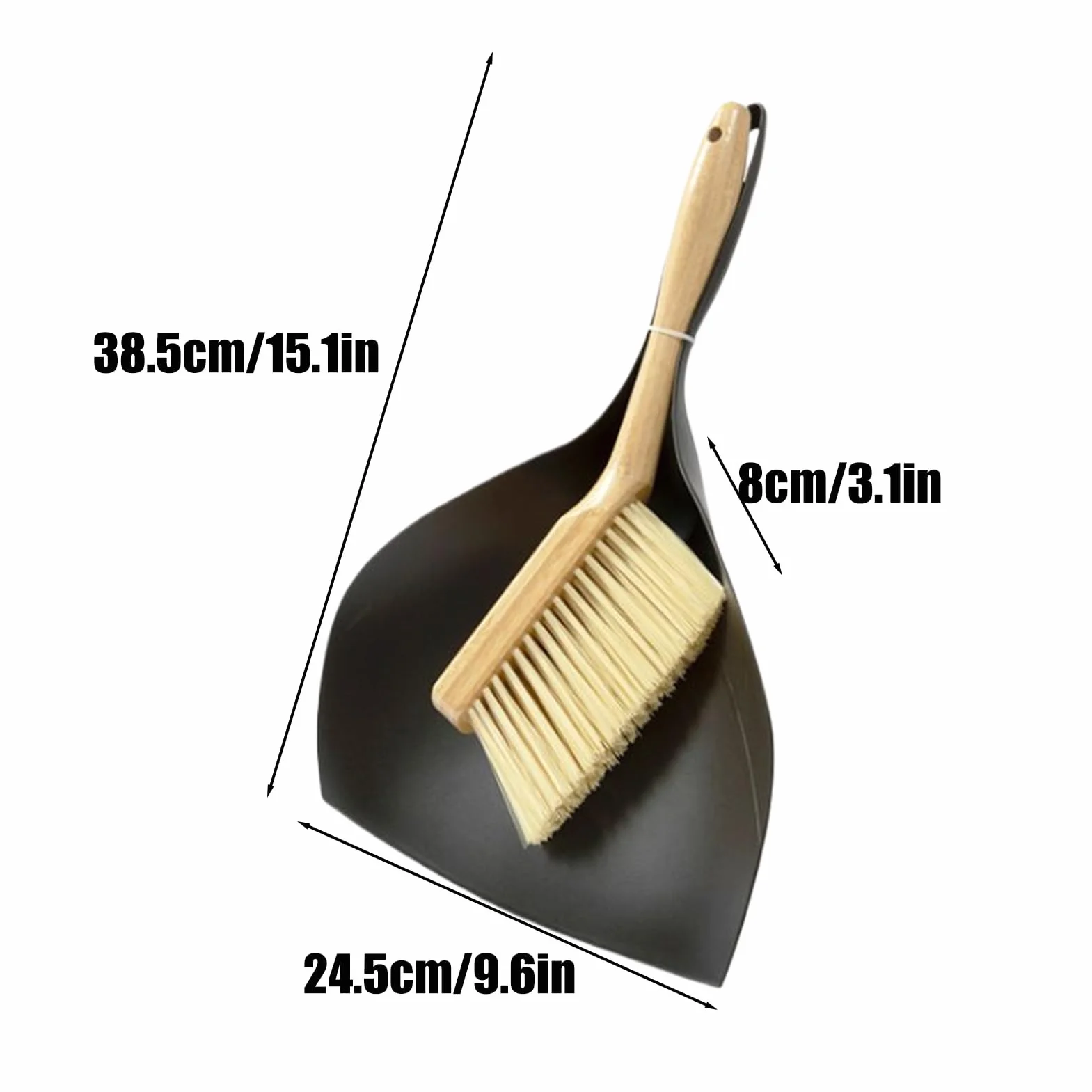 Zestaw miotły i szufelki drewniany uchwyt 25 cm naturalne włosie kompaktowy