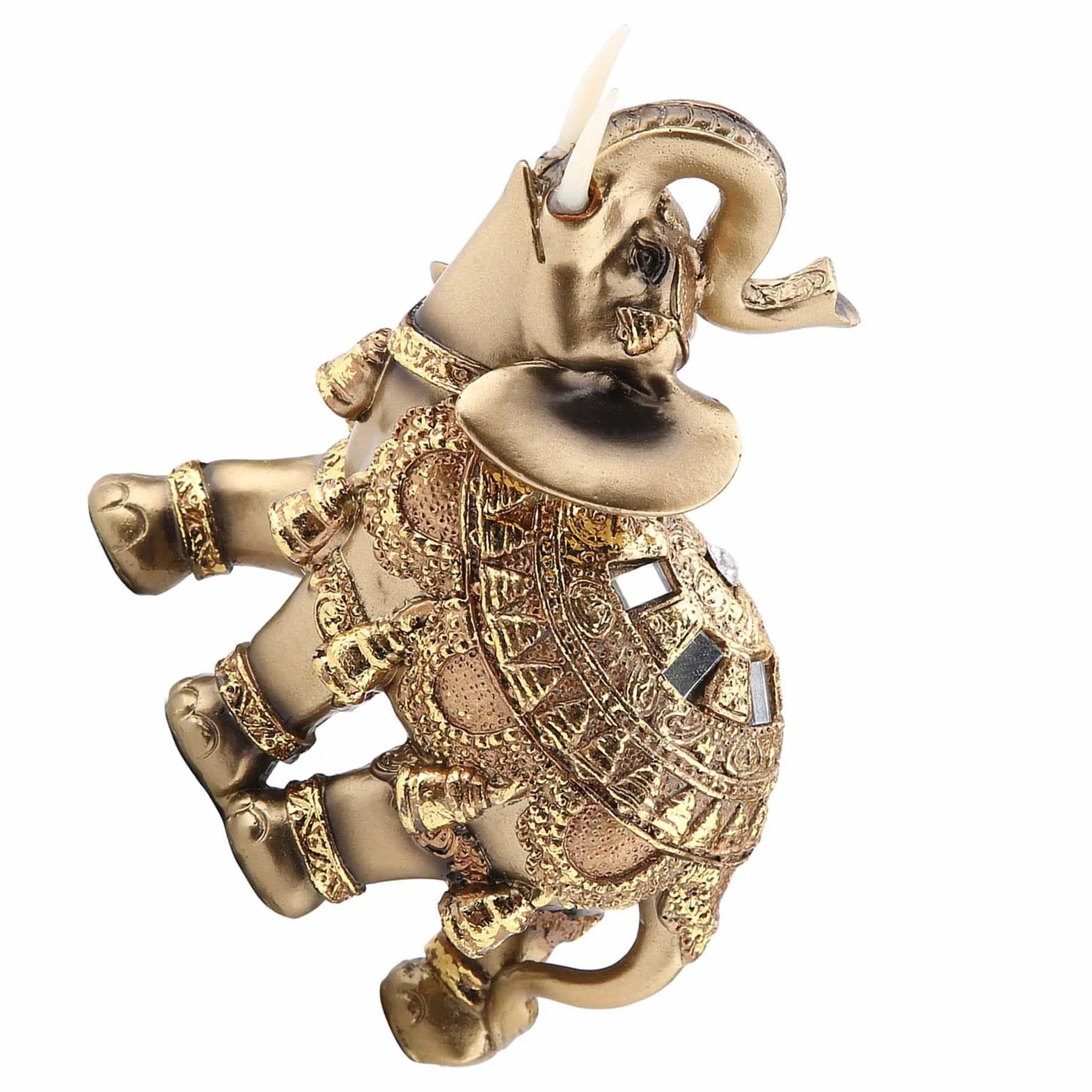 Lucky Feng Shui Golden Elephant Statue, Figure Figurine Dekoracja Domu, Urocze Słonie Elegancka Dekoracja do Domu, Biura, Hotelu lub Kawiarni (L)
