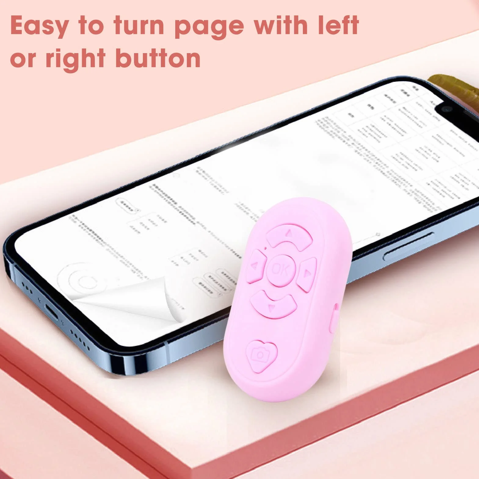 Zdalne Sterowanie Bezprzewodowe Bluetooth Tiktok, Pilot Przewijania Palca do Tabletów Telefonicznych, Przewijanie Przewijania Stron, Odczyt Wideo Migawka Aparatu Selfie Remote