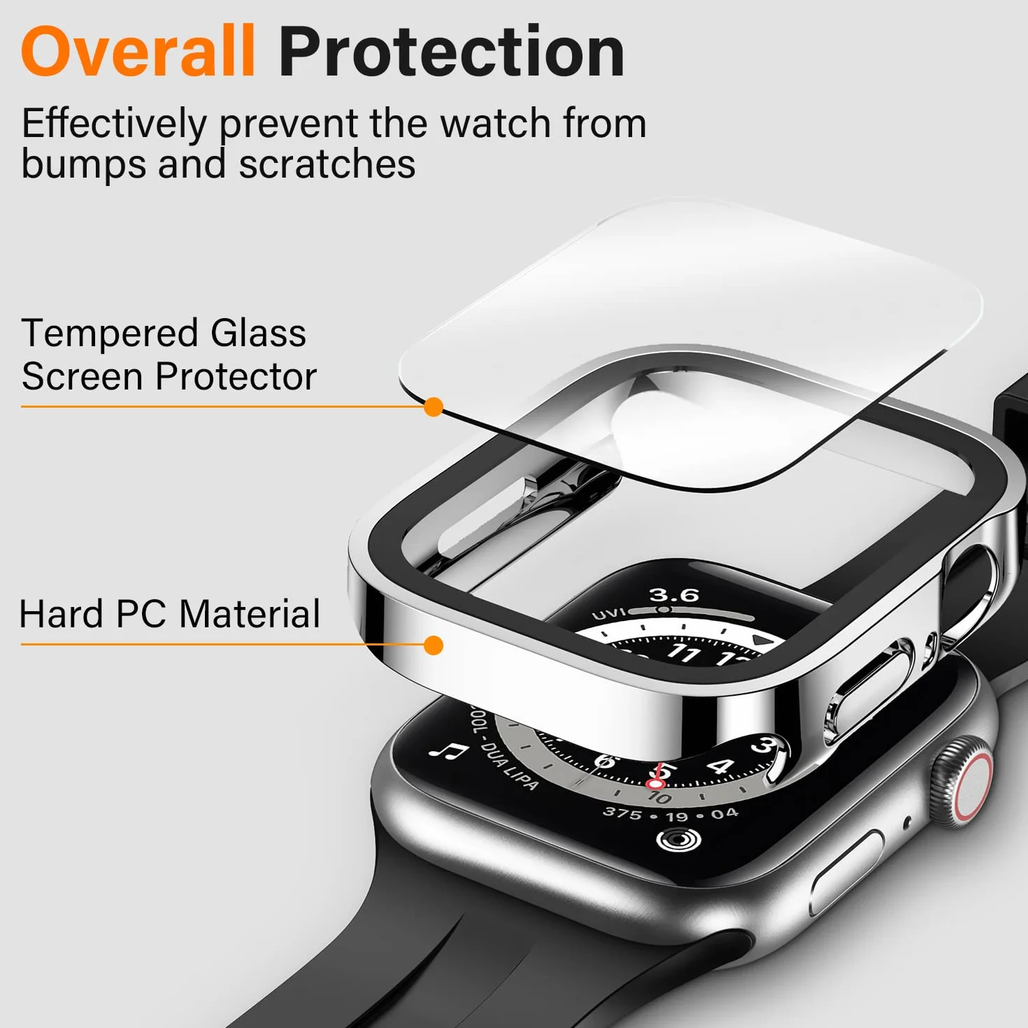 Amizee 2-pak etui kompatybilne z Apple Watch 44 mm serii 6/5/4/SE z wbudowaną osłoną ekranu, twarda obudowa ochronna z PC, ultracienka, odporna na zarysowania, do iWatch 44 mm (srebrna/przezroczysta)