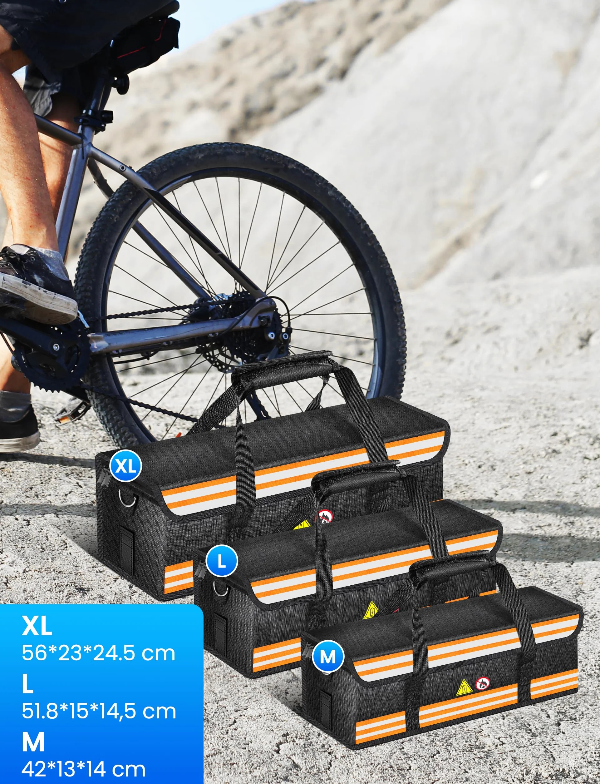 COICER E-Bike Etui na akumulator, ognioodporna skarbnica na akumulatory, dokumenty, chroniąca przed wybuchem, torba na Lipo, bezpieczna torba rowerowa, osłona na akumulator ebike, duża torba na