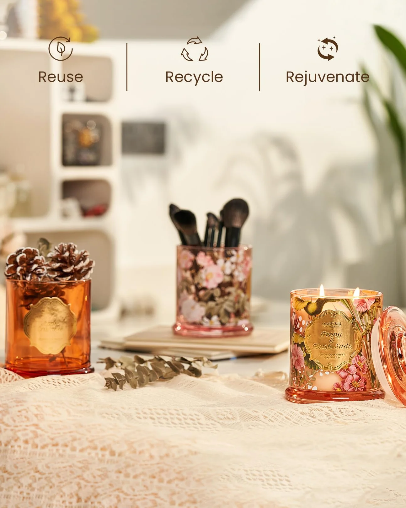 M&SENSE świeca zapachowa sojowa Peony Blush 360g 75h