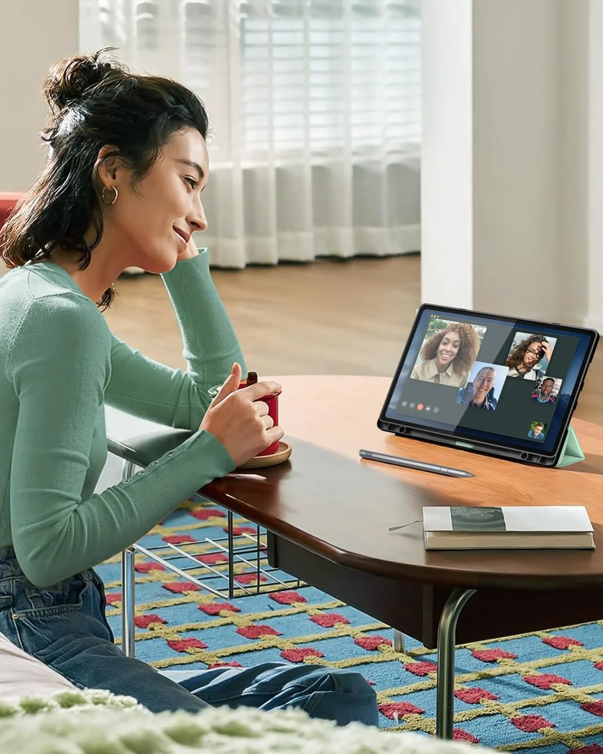 MoKo Case for Lenovo Idea Tab Pro 12.7 Inch 2025 with Stylus Holder, Ultra-Thin Smart Trifold Stand Case with Auto Sleep/Wake, Slim PU Leather Protective for Lenovo Idea Tab/Xiaoxin Pro, Seafoam Green
