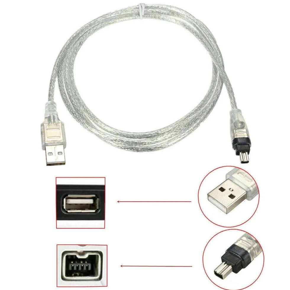 BRAVECOW USB do Firewire IEEE 1394, AM na 4-pinowy kabel 1,5 m adapter kabel kabel kamera do edycji komputera do mini kamer DV i D8 1394 cyfrowy sprzęt wideo