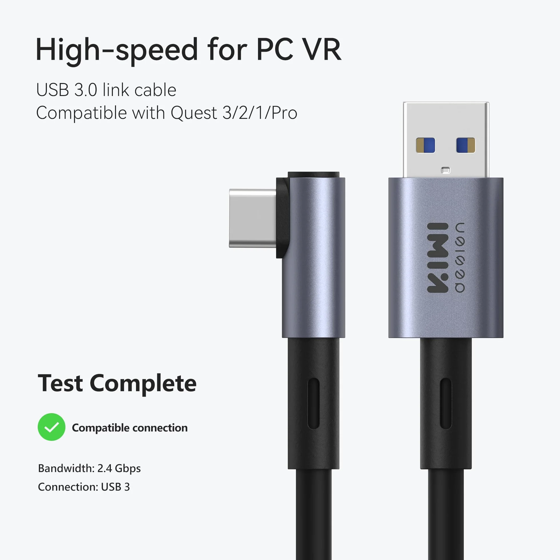 KIWI design Kabel łączący 5 metrów kompatybilny z Quest 3/2, z klipsem na kabel