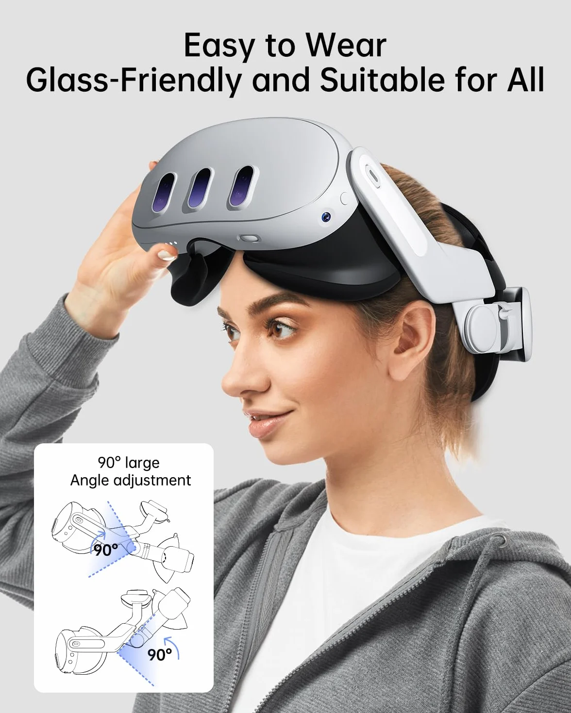 Zyber Pasek Na GłOwę do Meta Quest 3 Akcesoria, Regulowany, Bezuciskowy Pasek Na GłOwę Vr do Oculus Quest 3, ZwięKszająCy Komfort I Stabilność