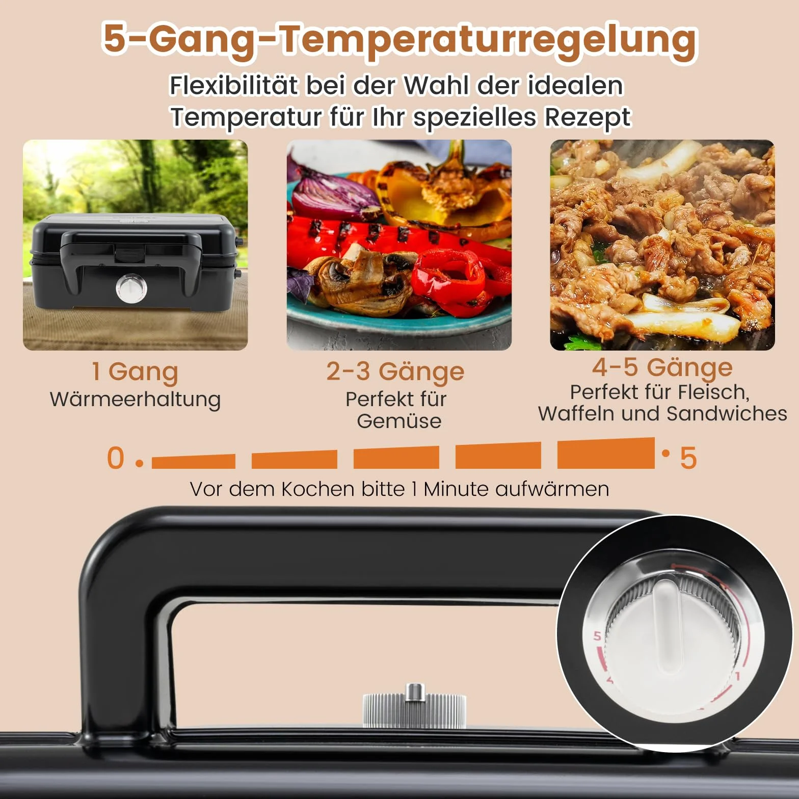 COSTWAY Elektryczny opiekacz do kanapek, 1200 W, 3 w 1, prasa do panini i opiekacz do kanapek, przenośny grill kontaktowy z 6 zdejmowanymi płytami nieprzywierającymi i 5 regulacją temperatury