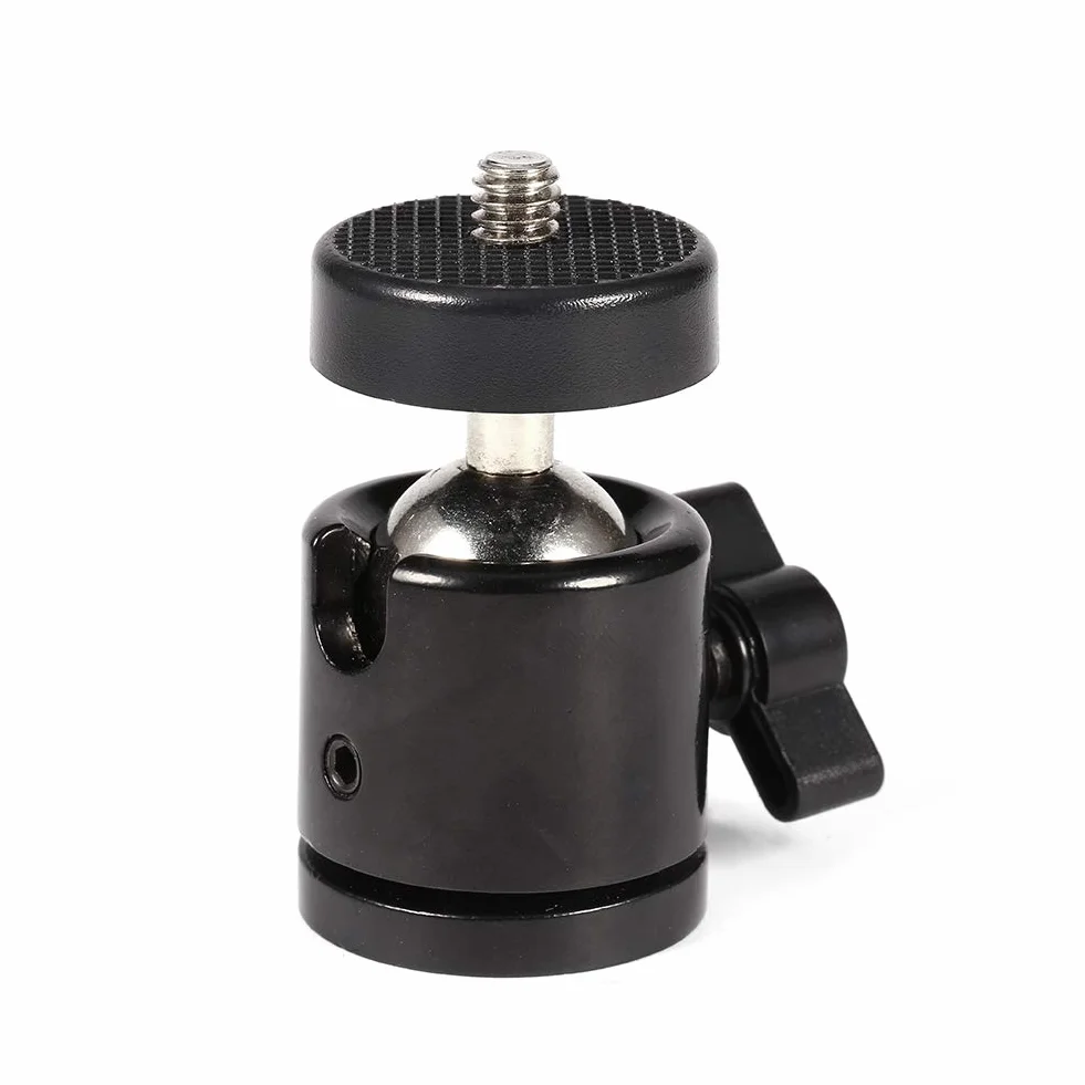 Głowica kulowa 360 stopni, Mini uchwyt kulowy 360° do statywu do aparatu 1/4 cala i 3/8" Flash Support