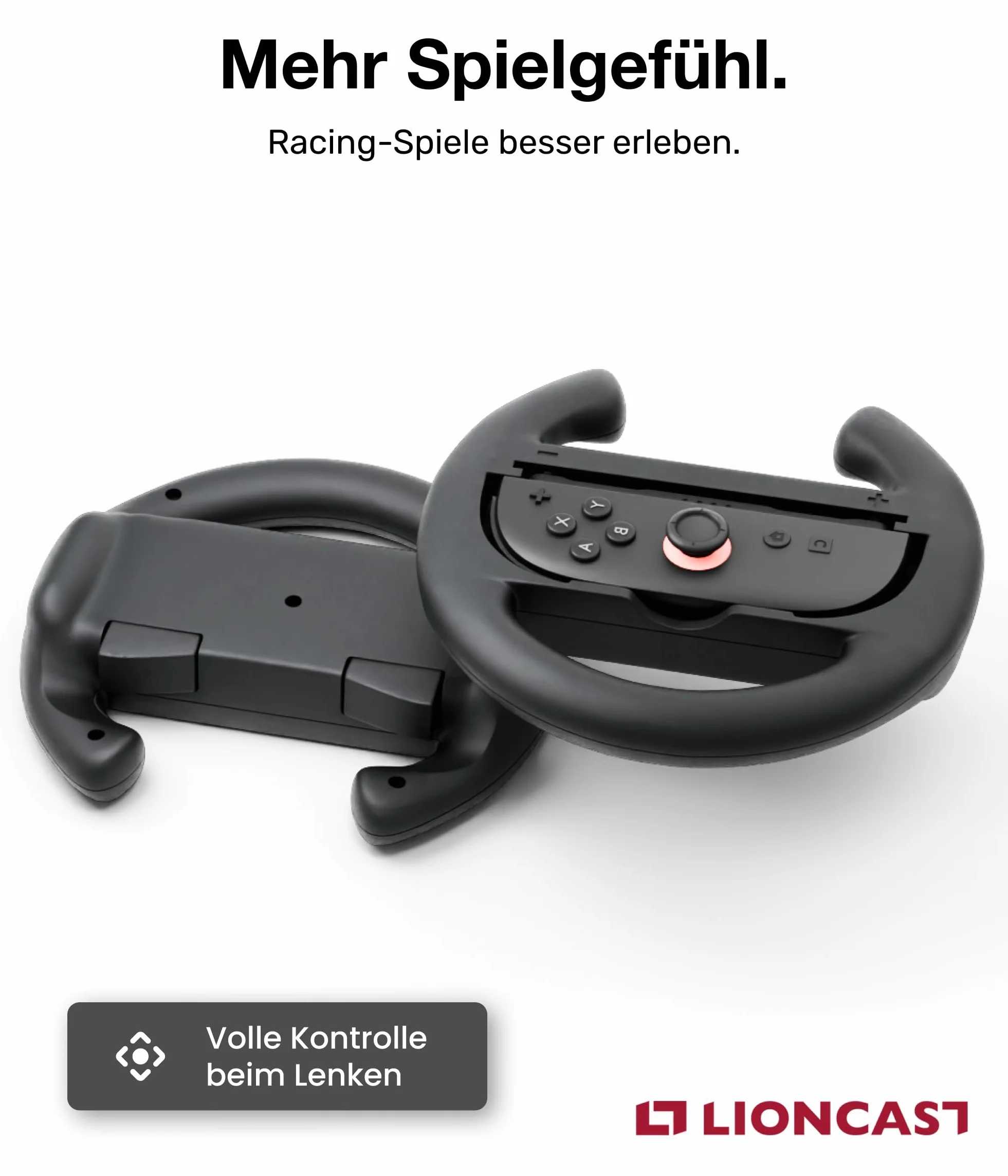 Lioncast kierownica kompatybilna z Nintendo Switch zestaw 2-częściowy z ergonomicznymi uchwytami, kierownica Joy Con Switch 1&2, NSW 1&2 kółka