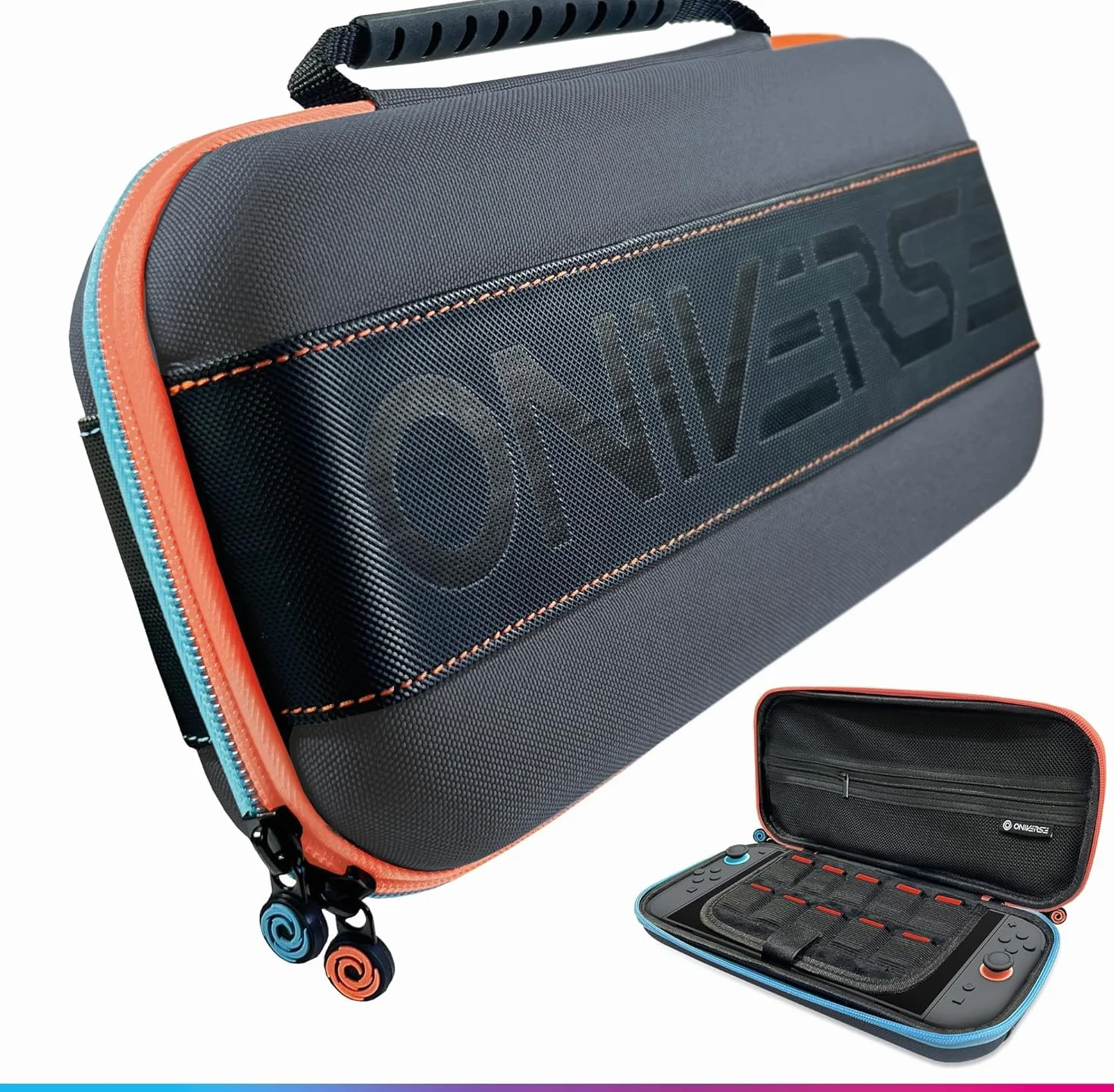 Oniverse Etui ochronne kompatybilne z Nintendo Switch 2/OLED/Switch – Sztywna wodoodporna torba z uchwytem, Wyściełane wnętrze, Miejsca na gry, Siatkowa kieszeń – Szary
