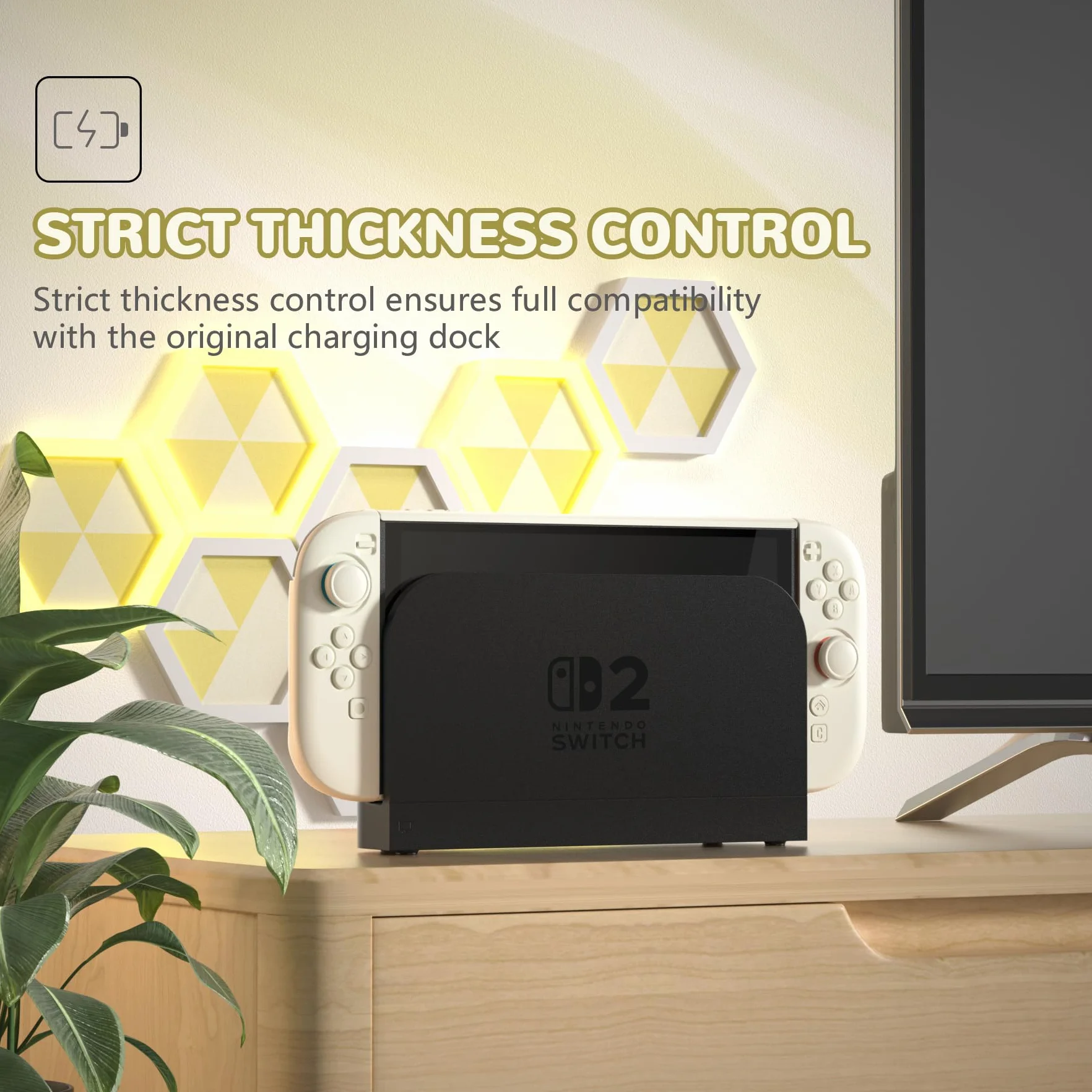 PlayVital Etui na Konsolę do Switch 2 z Podstawką & Nakładkami Na Joystick,Twarda Osłona Ochronna do Switch 2 Kontroler,Kompatybilna z Dokiem–Żółty Antyczny