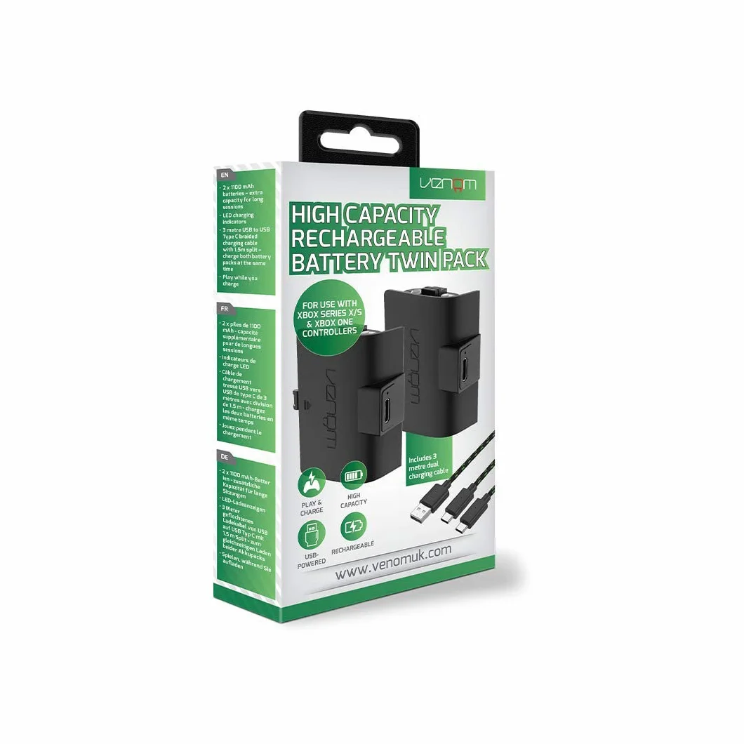 Venom High Capacity 1100mAh Rechargeable Battery Twin Pack - Black (Xbox Series X & S/Xbox One)