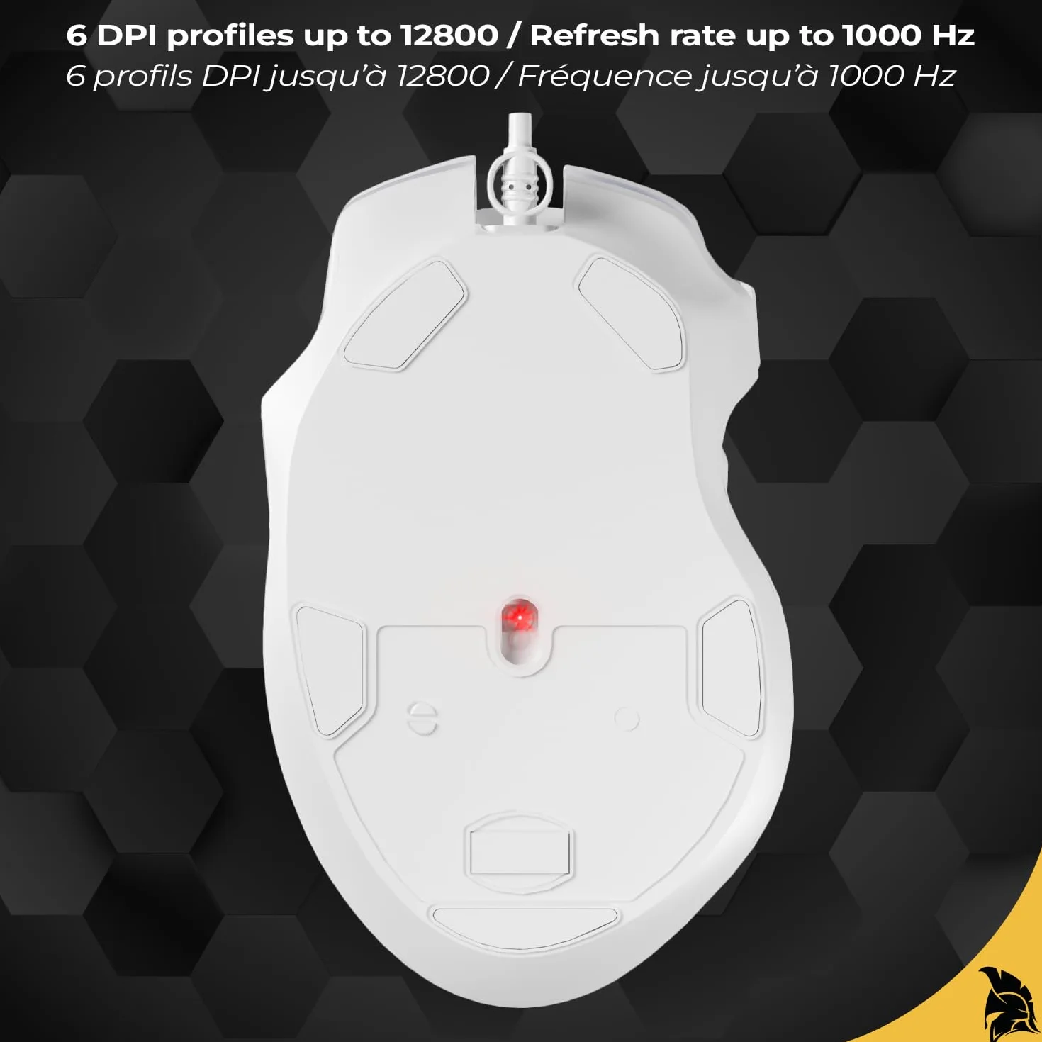 EMPIRE GAMING - 2025 Nowość - W905 Przewodowa Mysz Gamingowa - 12800 DPI 1000Hz - RGB - PS4, PS5, XboxOne/Series, PC i Mac - Oprogramowanie w Zestawie - 8 Programowalnych Przyciski (Biały)