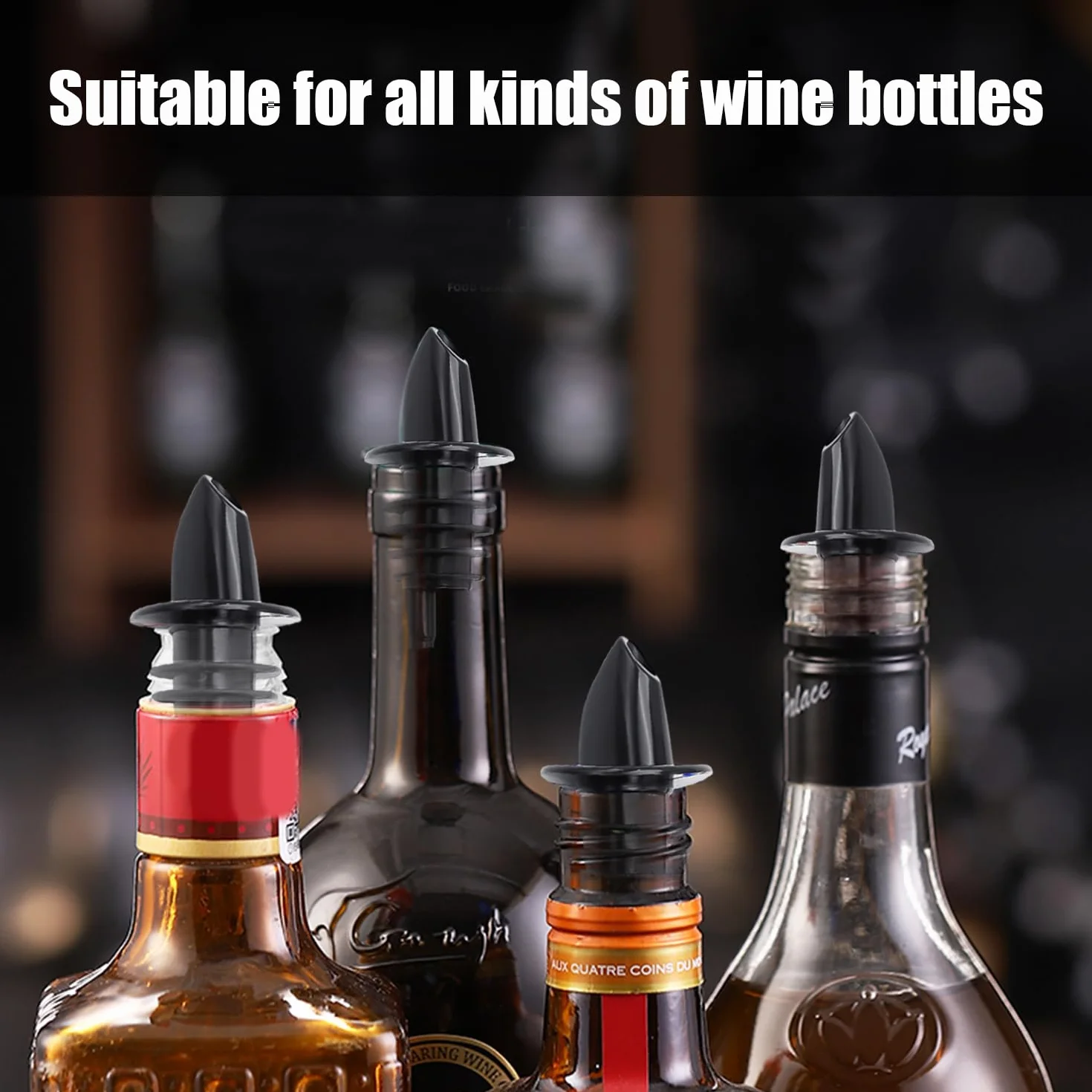6 sztuk nalewaków do wina z miękkiego tworzywa sztucznego, do butelek alkoholowych/oleju/octu, dozownik wody do uszczelnionych butelek gumą (czarne)