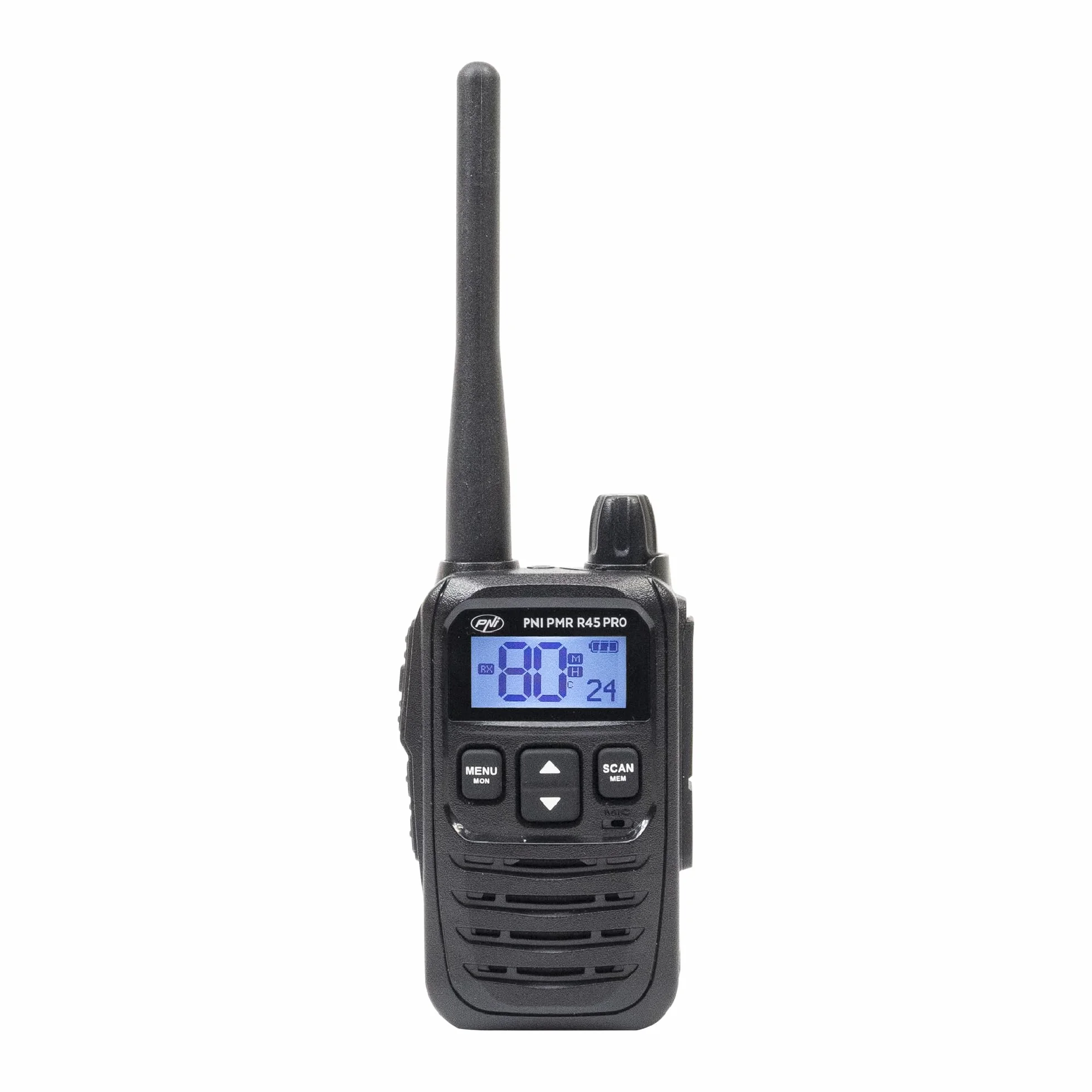 Przenośna stacja radiowa PNI PMR R45 PRO 446MHz, 0,5W, 99 programowalnych kanałów, 16 PMR i 38 tonów CTCSS i 104 DCS, 5 poziomów Squelch, VOX, TOT, BCL, Scan, Roger Beep