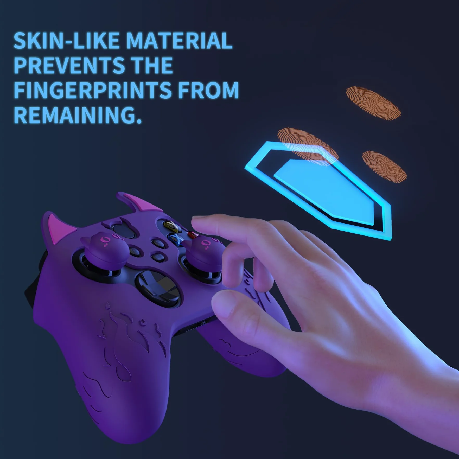 PlayVital Controller Ochronny Skóra do Xbox Series X/S Cute Demon Protective Case do Xbox Core Antypoślizgowa Silikonowa Osłona z Nakładkami Kciuki & Naklejka Pokrywy Baterii-Fioletowy