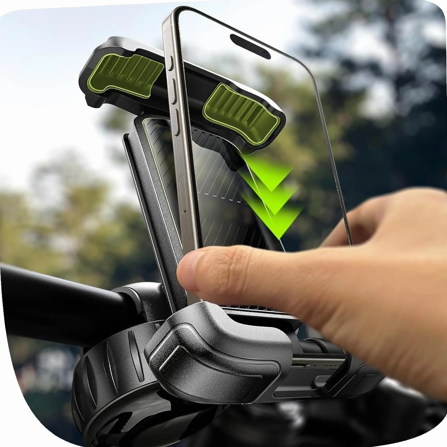 LISEN Uchwyt na telefon komórkowy na kierownicę rowerową, uniwersalny uchwyt na telefon komórkowy 360° z podwójnym zabezpieczeniem, uchwyt na smartfon do roweru do łatwego montażu, kompatybilny z