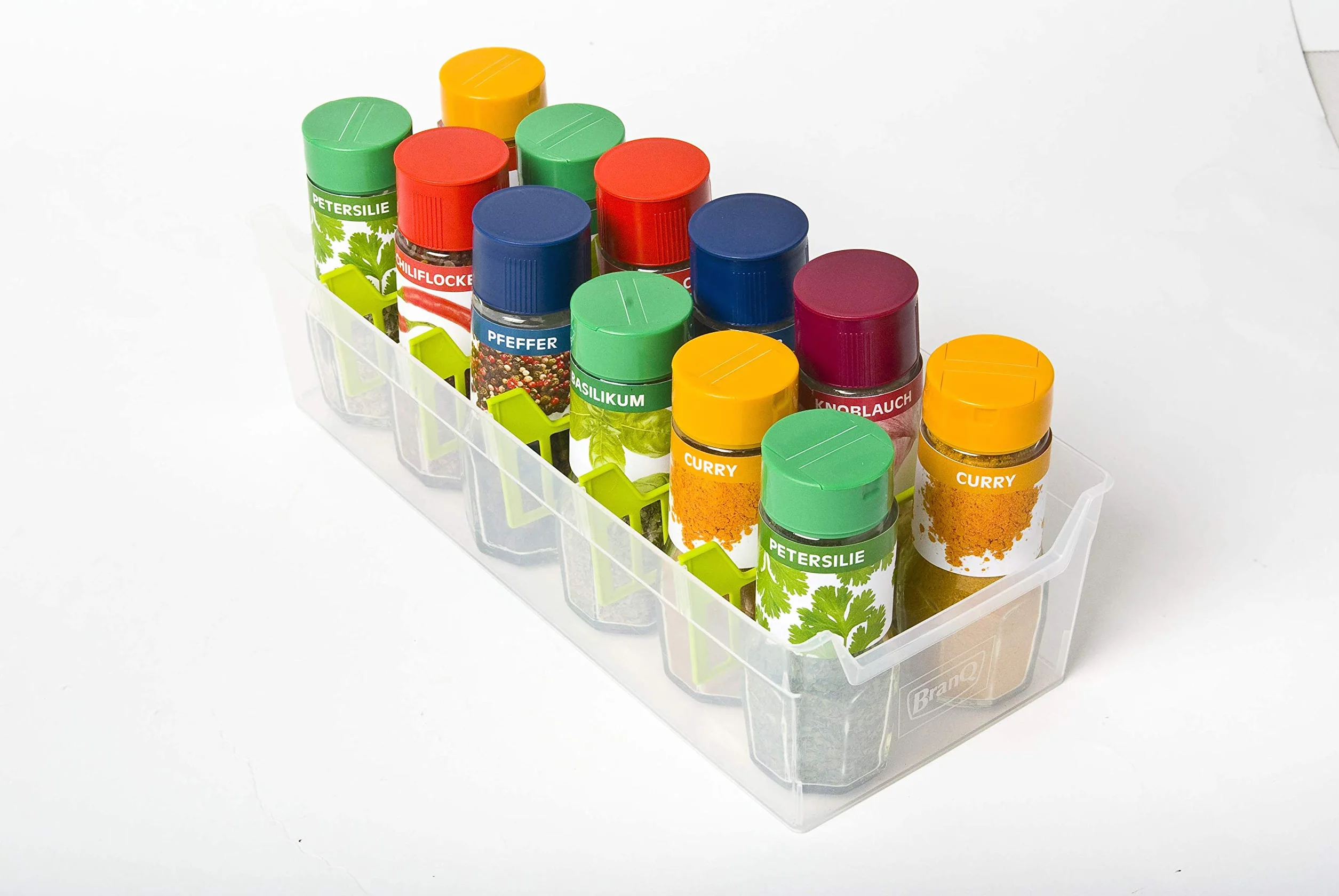 BranQ Home essential Pojemnik na przyprawy, organizer kuchenny, zestaw 2 szt., przezroczyste, bez BPA, tworzywo sztuczne PP, 30,7 x 11,3 x 8 cm (dł. x szer. x wys.) 5901098048903