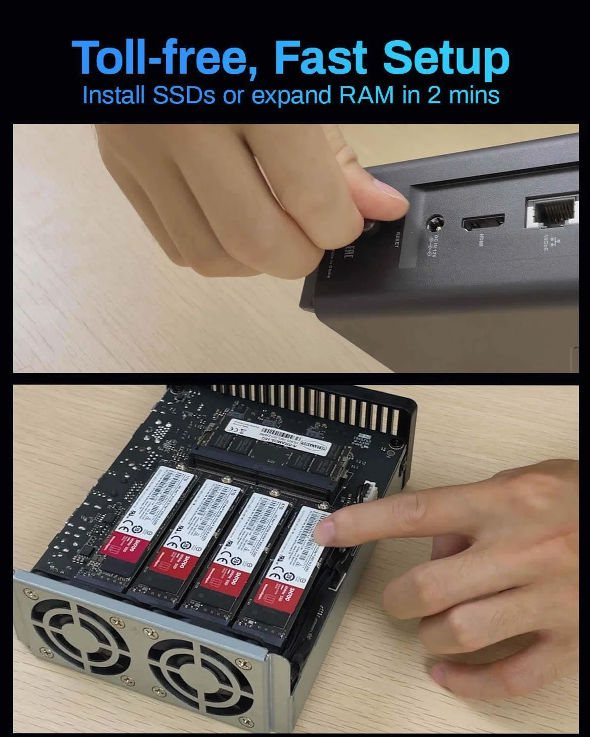 TERRAMASTER F8 SSD Plus NAS - 8 Bay All SSD NAS Storage Core i3 8-rdzeniowy procesor 8-nitkowy, 16 GB RAM DDR5, portem 10GbE, sieciowy magazyn danych, w zestawie 8 radiatorów (bez dysków)