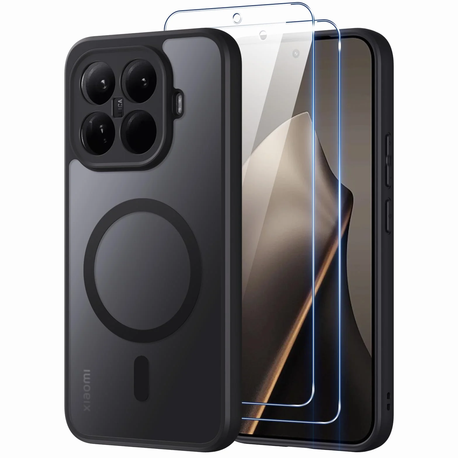 do Xiaomi 15T Pro 5G Pokrowiec kompatybilny z MagSafe z 2 sztukami szkła hartowanego, magnetyczny półprzezroczysty matowy futerał, [odporny na wstrząsy klasy wojskowej] etui z glazurą tylną