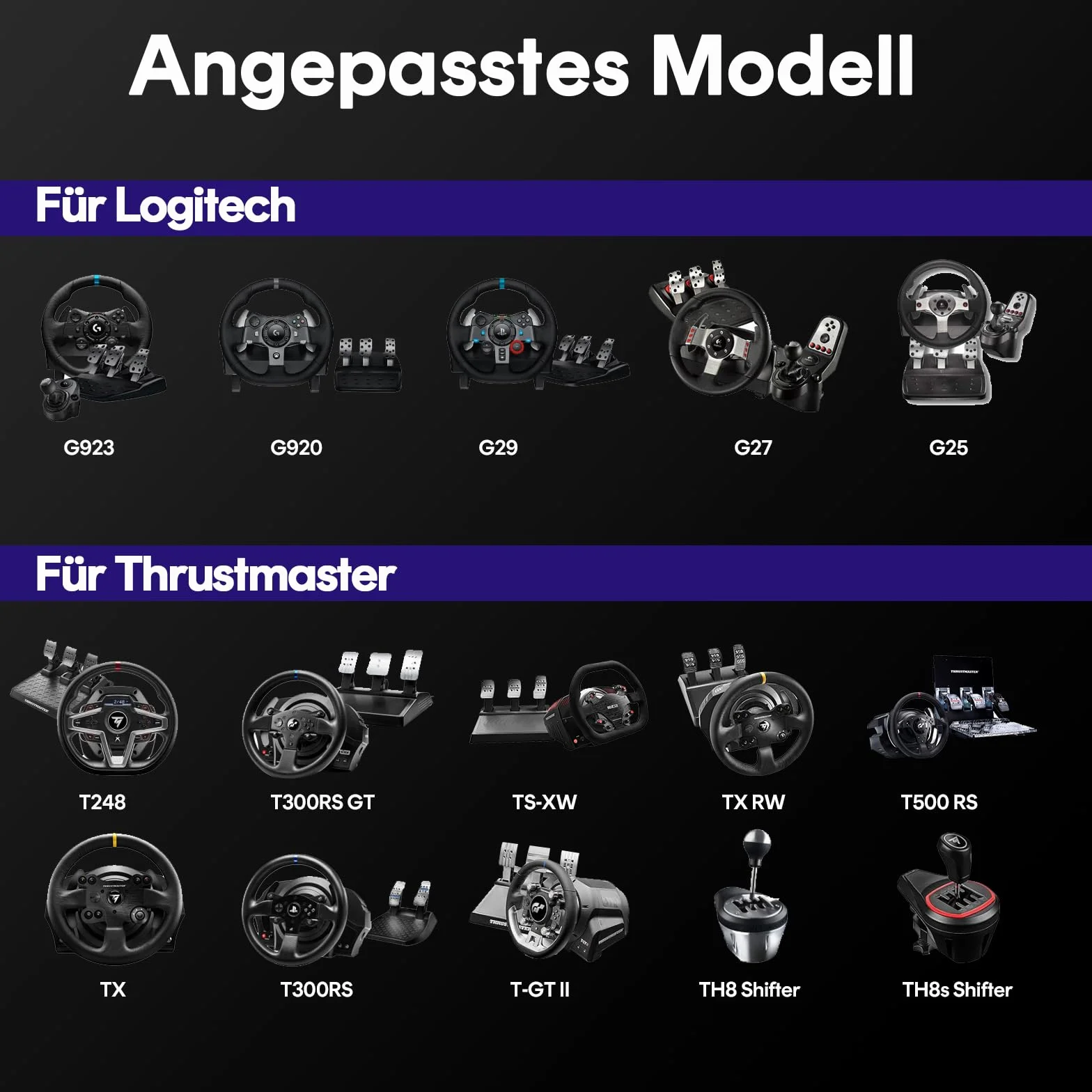 DIWANGUS Racing Seat, stojak na kierownicę do Logitech G923, G920, G29, G27, G25, składany stojak na kierownicę, nadaje się do Thrustmaster T248X, T248, T300Rs, TX, T150, PS4, PS5, Xbox 360, Xbox
