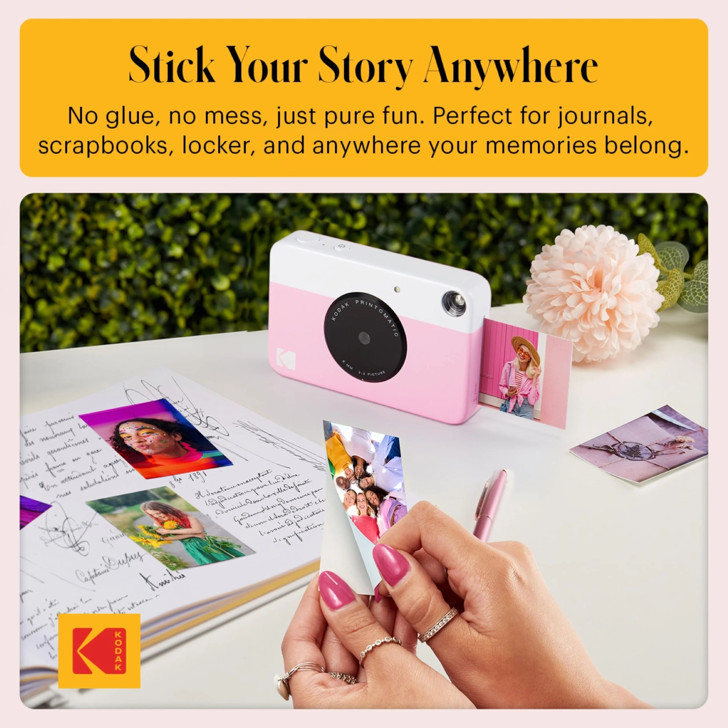KODAK Printomatic Pełnokolorowy zestaw startowy aparatu do natychmiastowego drukowania + miękkie etui + papier fotograficzny z cynkiem, 20 szt., kolorowe zdjęcia na papierze samoprzylepnym 5 x 7,6 cm,
