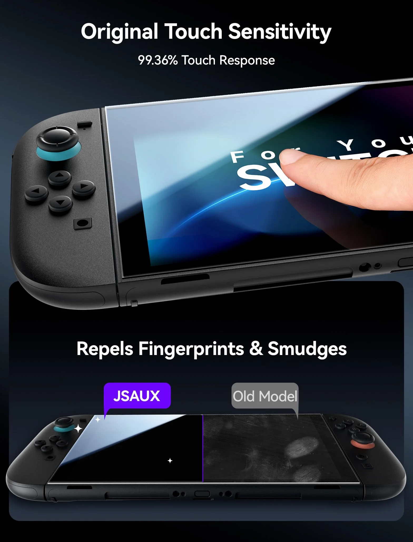 JSAUX Obsidian AR szkło ochronne na wyświetlacz do Switch 2 z pomocnikiem montażowym, instalacja 2-etapowa, antyrefleksyjna powłoka AR, wysoka przejrzystość, twardość 9H, bez pęcherzyków powietrza