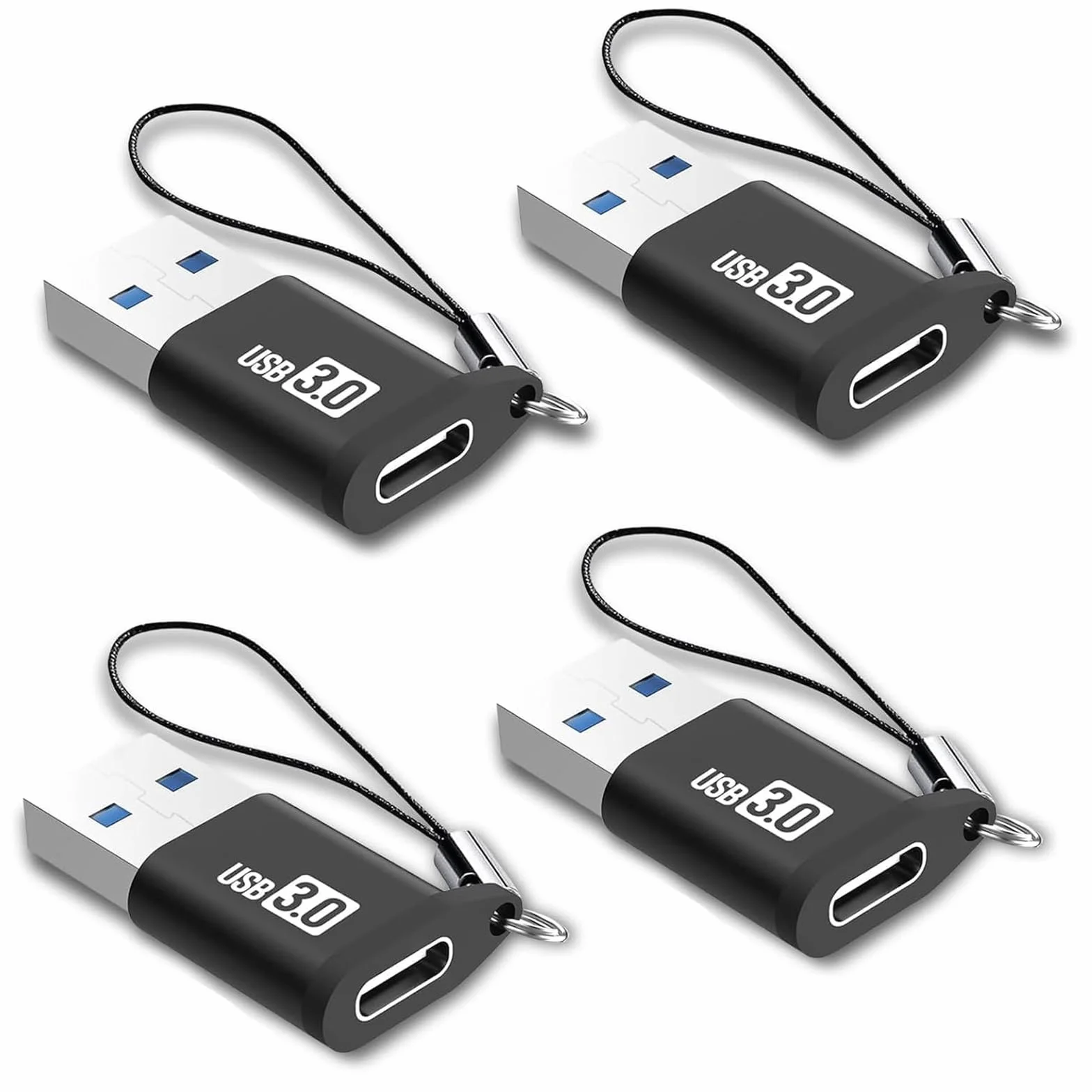 Oliveria Zestaw 4 adapterów USB 3.0 na USB-C OTG, szybkie przesyłanie danych, odpowiednie do smartfonów, tabletów, dysków twardych itd.