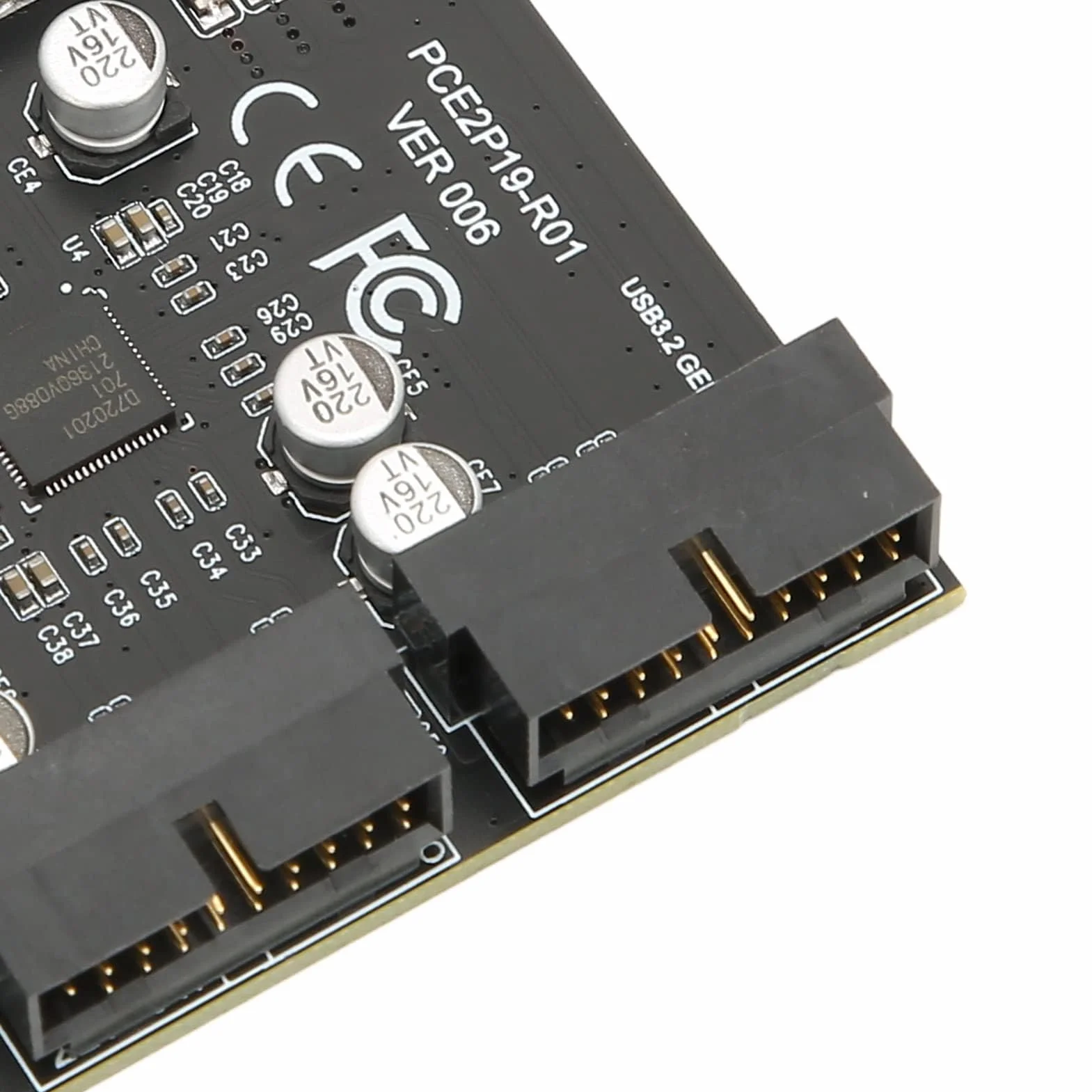 Adapter PCIe na USB 3.2 Gen 2, 2 porty USB 3.2 Gen 1, karta rozszerzeń PCI Express 19PIN do komputera stacjonarnego, obsługa