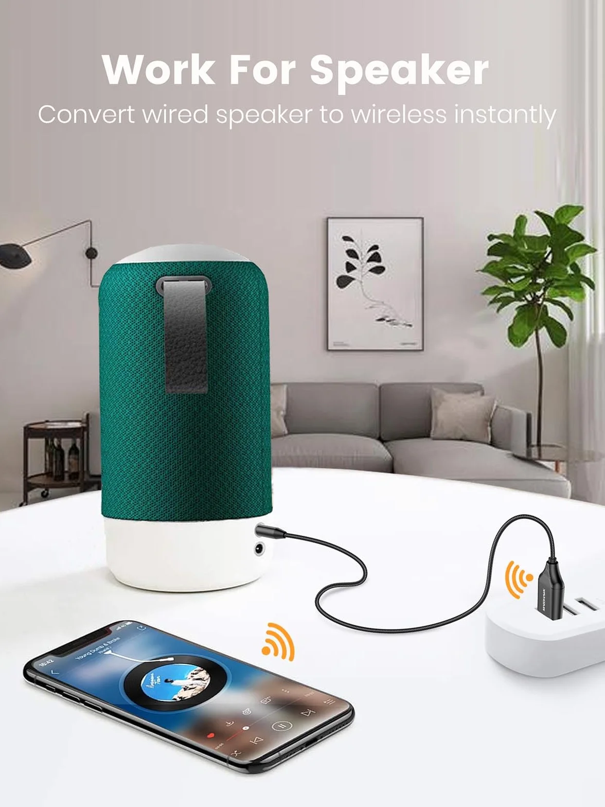 MAEDHAWK Odbiornik Bluetooth 5.3, samochodowy adapter Bluetooth Aux 3,5 mm gniazdo Aux, bezprzewodowy adapter audio USB stereo (rozmowa w trybie głośnomówiącym, linia 60 CM)