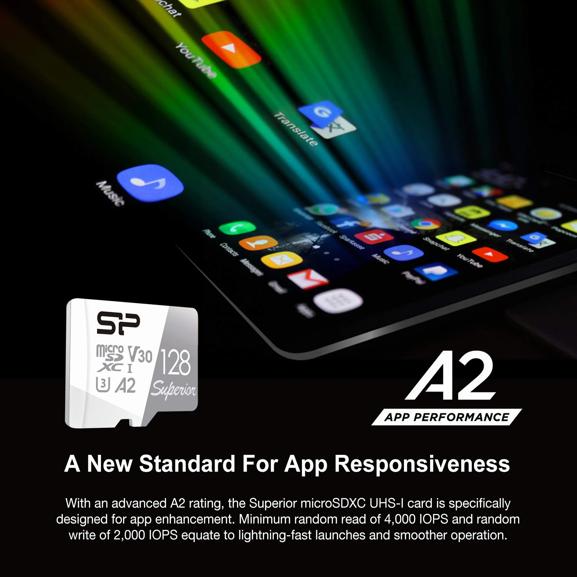 Silicon Power 128 GB Superior Micro SDXC UHS-I (U3), V30 4K A2, szybka karta microSD z adapterem