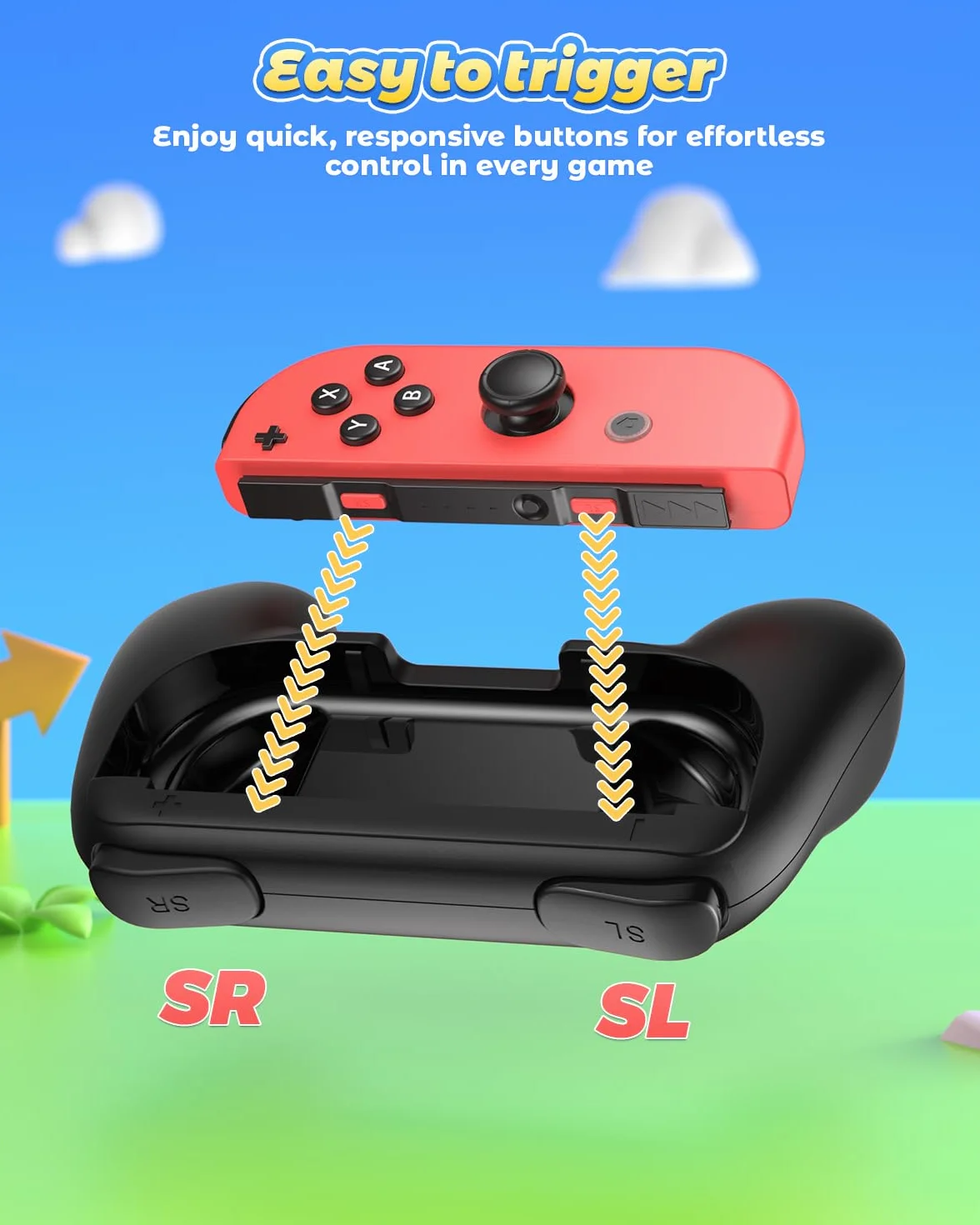 FYOUNG Uchwyt na uchwyty kompatybilny z Joy Con dla Switch & OLED Model, wygodny uchwyt do kontrolera - czarny (2 sztuki)