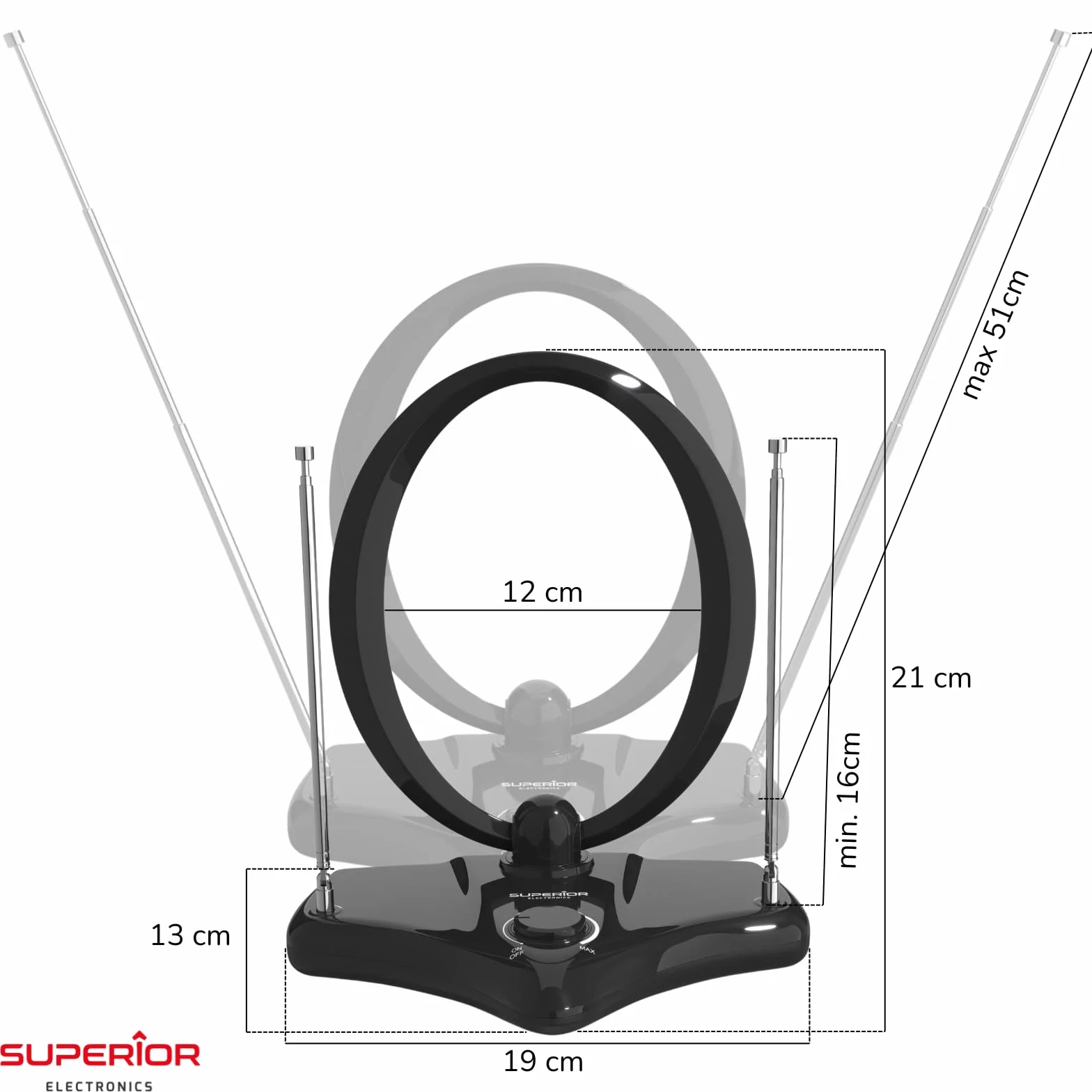 Superior Antenna TV Amplificata per Interni DVB-2 FM DAB SUPNAI001