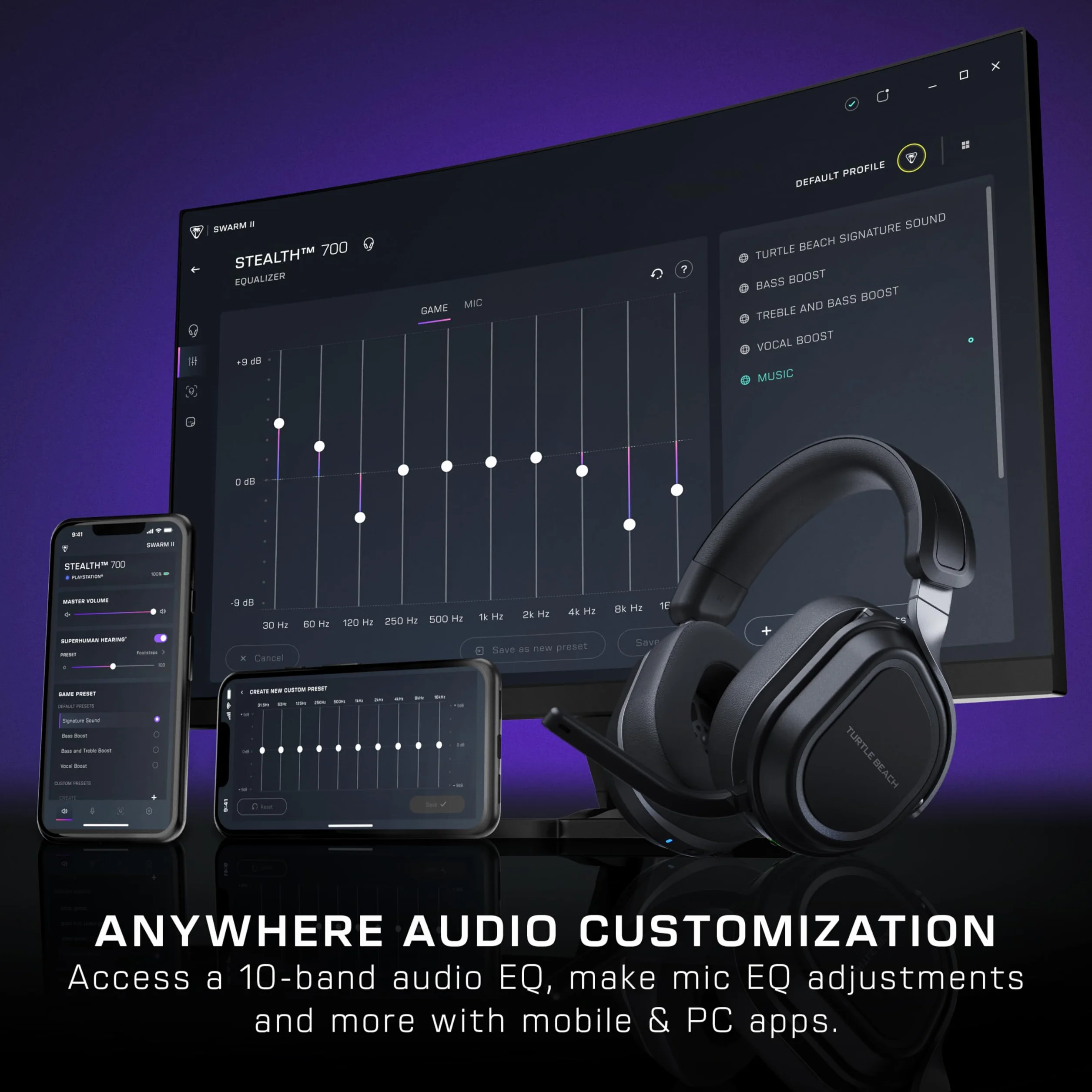 Turtle Beach Stealth 700 - Bezprzewodowe wieloplatformowe słuchawki gamingowe do PC, PS5, PS4 i urządzeń mobilnych - Czarny